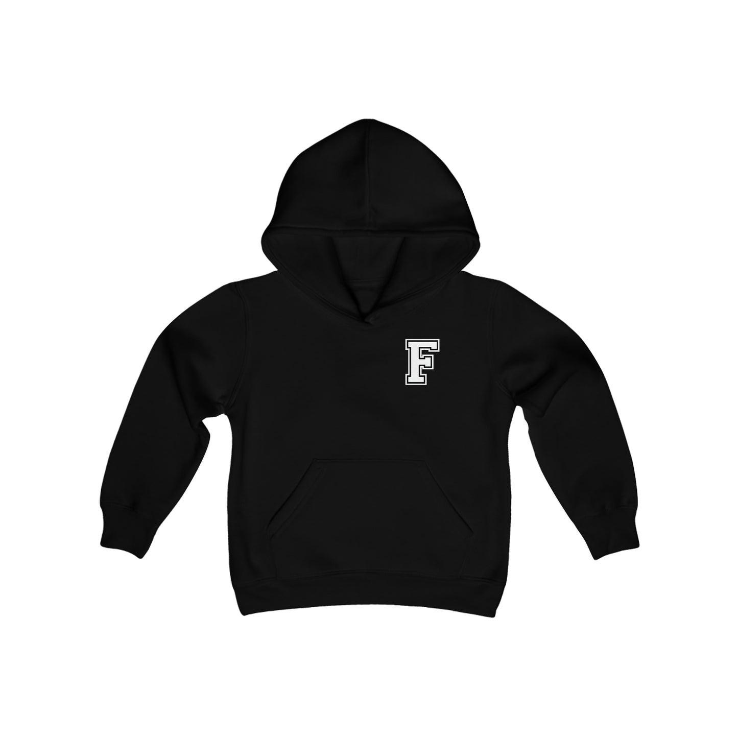 YOUTH - Front and Back Design - Varsity F and Vertical Freeburg Midgets Logo Youth Heavy Blend Hooded Sweatshirt