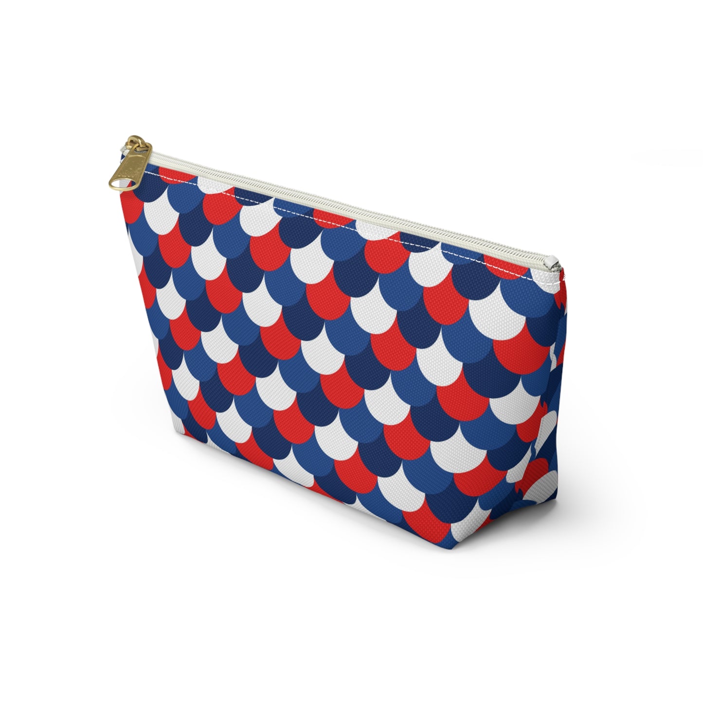 USA America 4th of July Mermaid Scale Red, White and Blue Print Design  Accessory Pouch w T-bottom