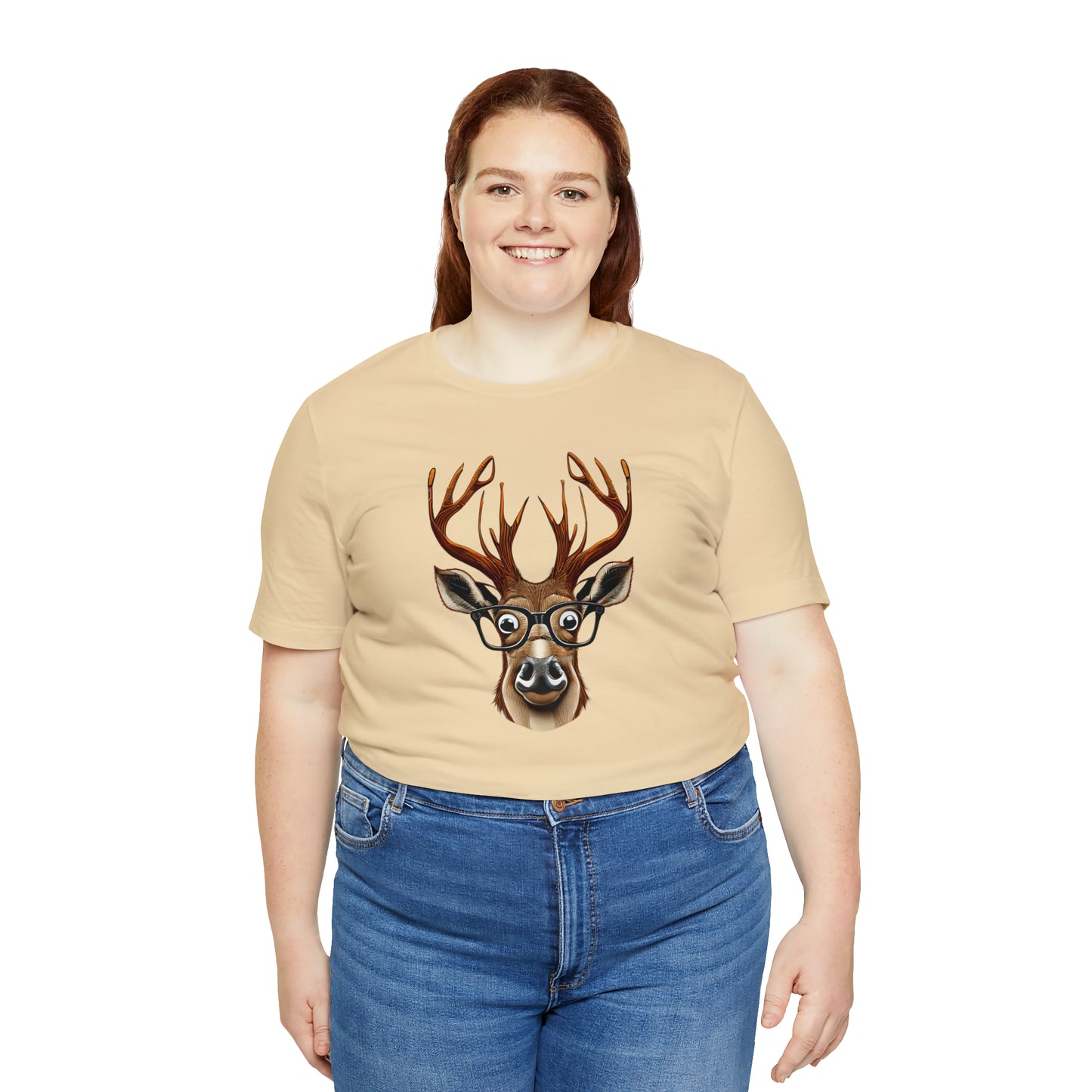 Deer/ Reindeer with Glasses Country and Christmas Unisex Jersey Short Sleeve Tee