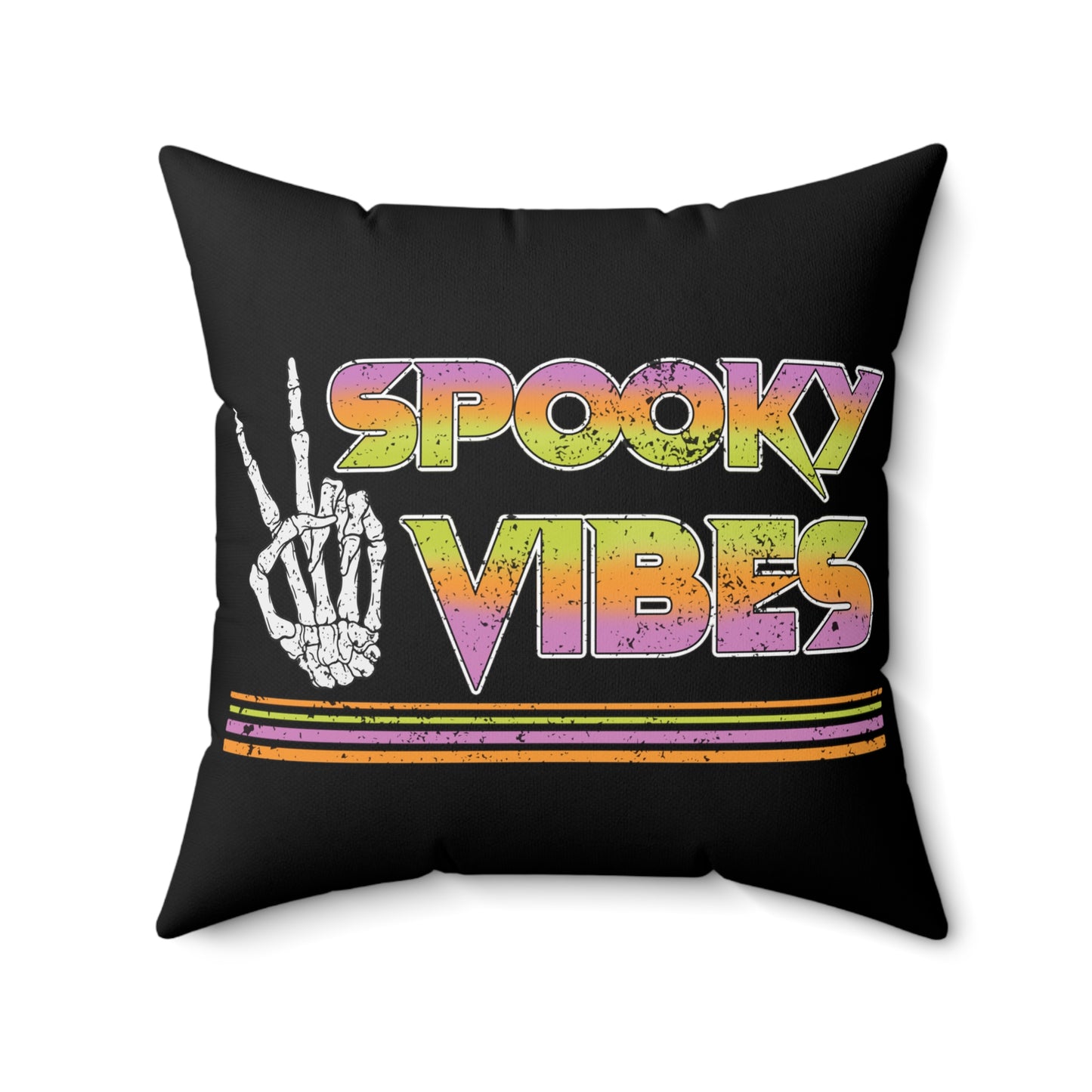 Black 80's Spooky Vibes Fall Halloween Spun Polyester Square Pillow