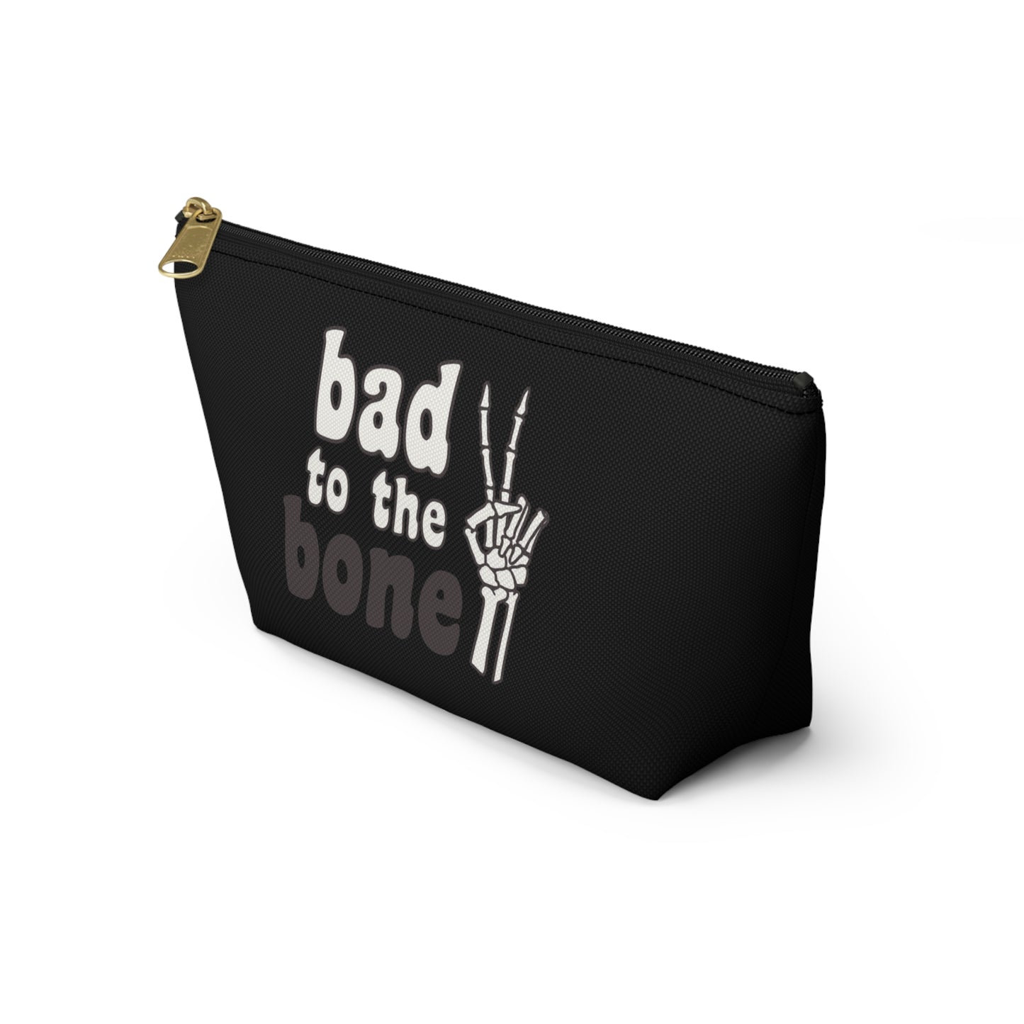 Bad to the Bone Skeleton Hand Peace Sign Accessory Pouch w T-bottom