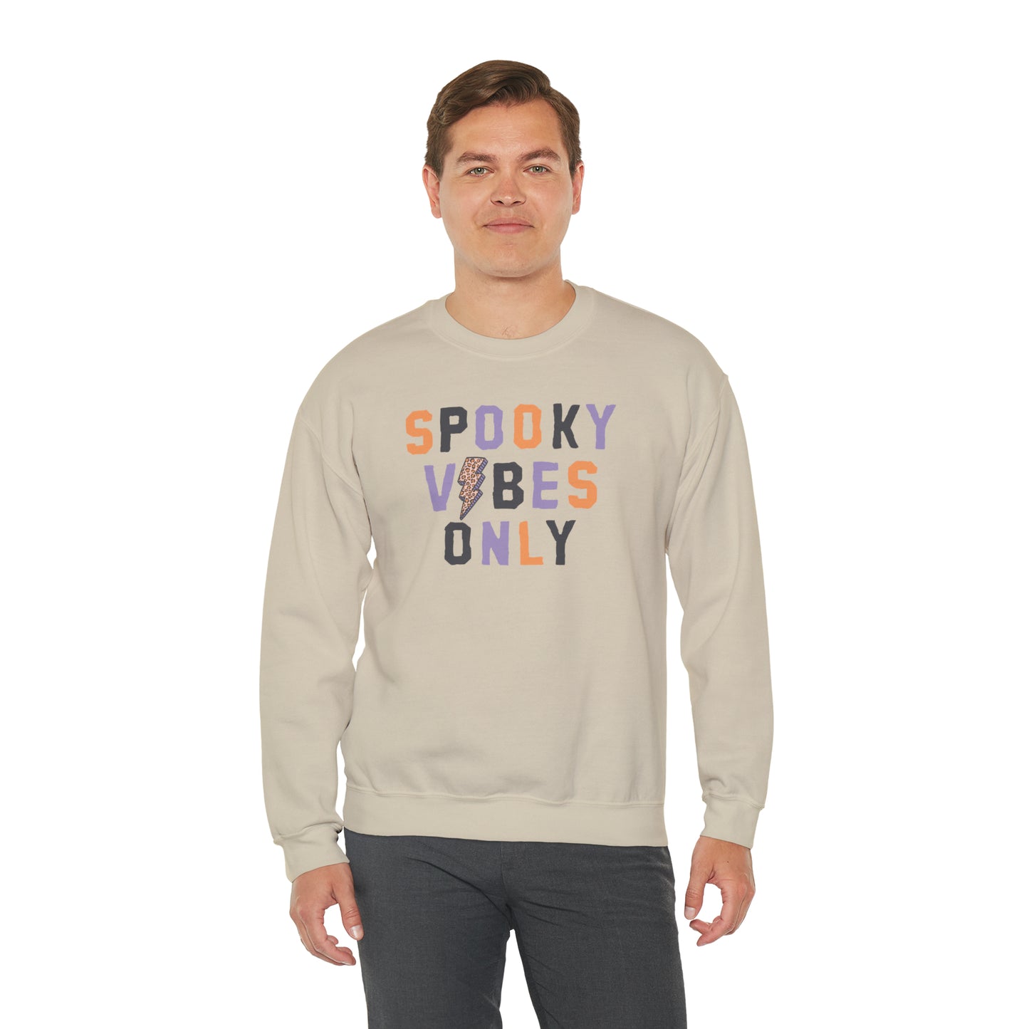 Spooky Vibes Fall Halloween Retro Warm Colored  Unisex Heavy Blend™ Crewneck Sweatshirt