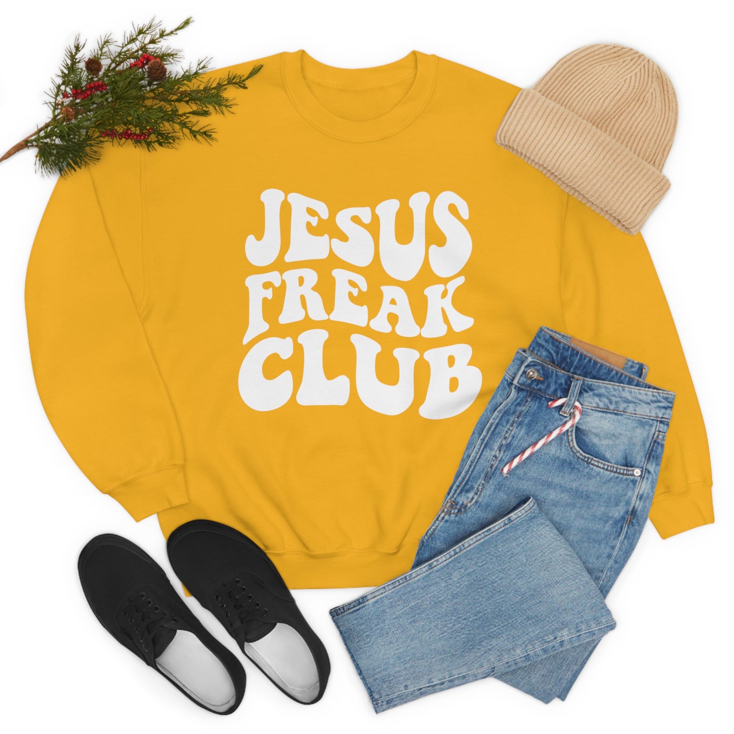 Vintage Jesus Freak Club White Logo Unisex Heavy Blend™ Crewneck Sweatshirt