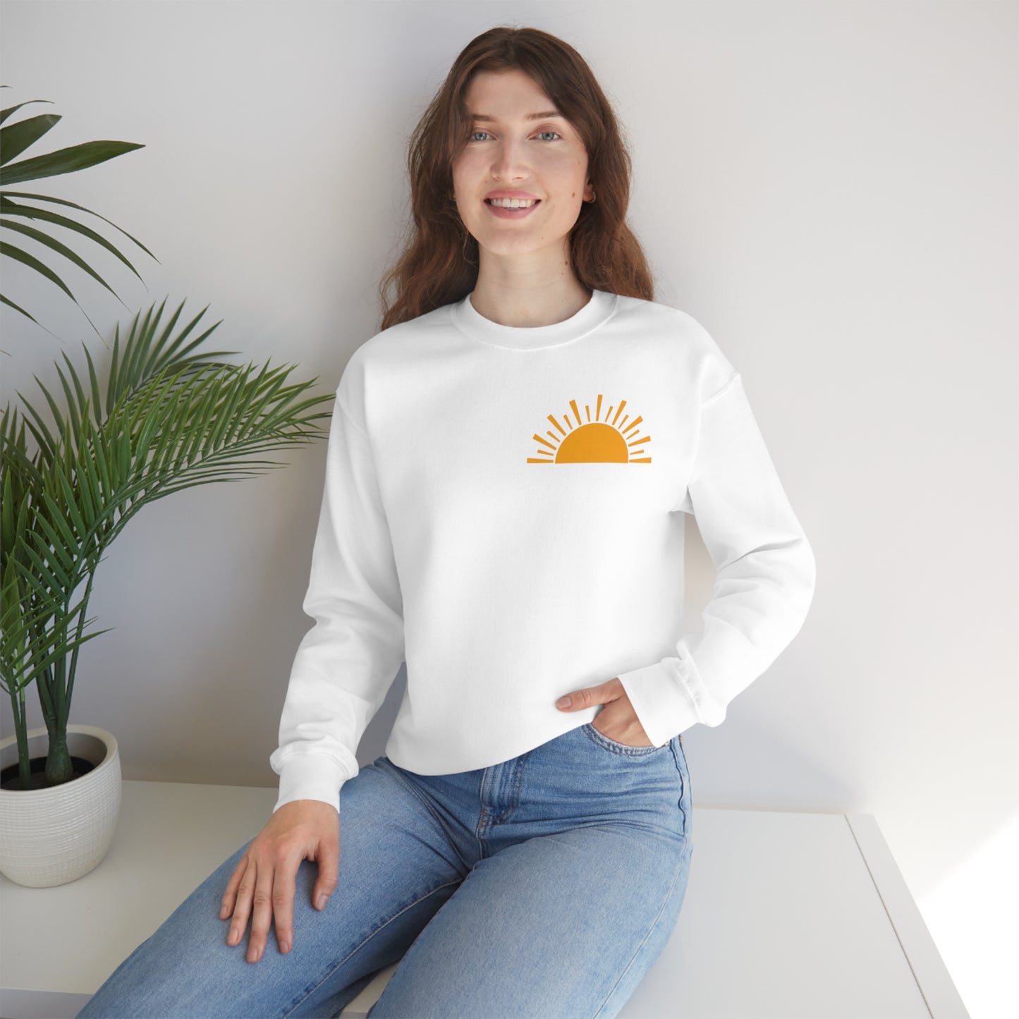 "Sunshine on My Mind" (Front & Back Design) - Unisex Heavy Blend™ Crewneck Sweatshirt