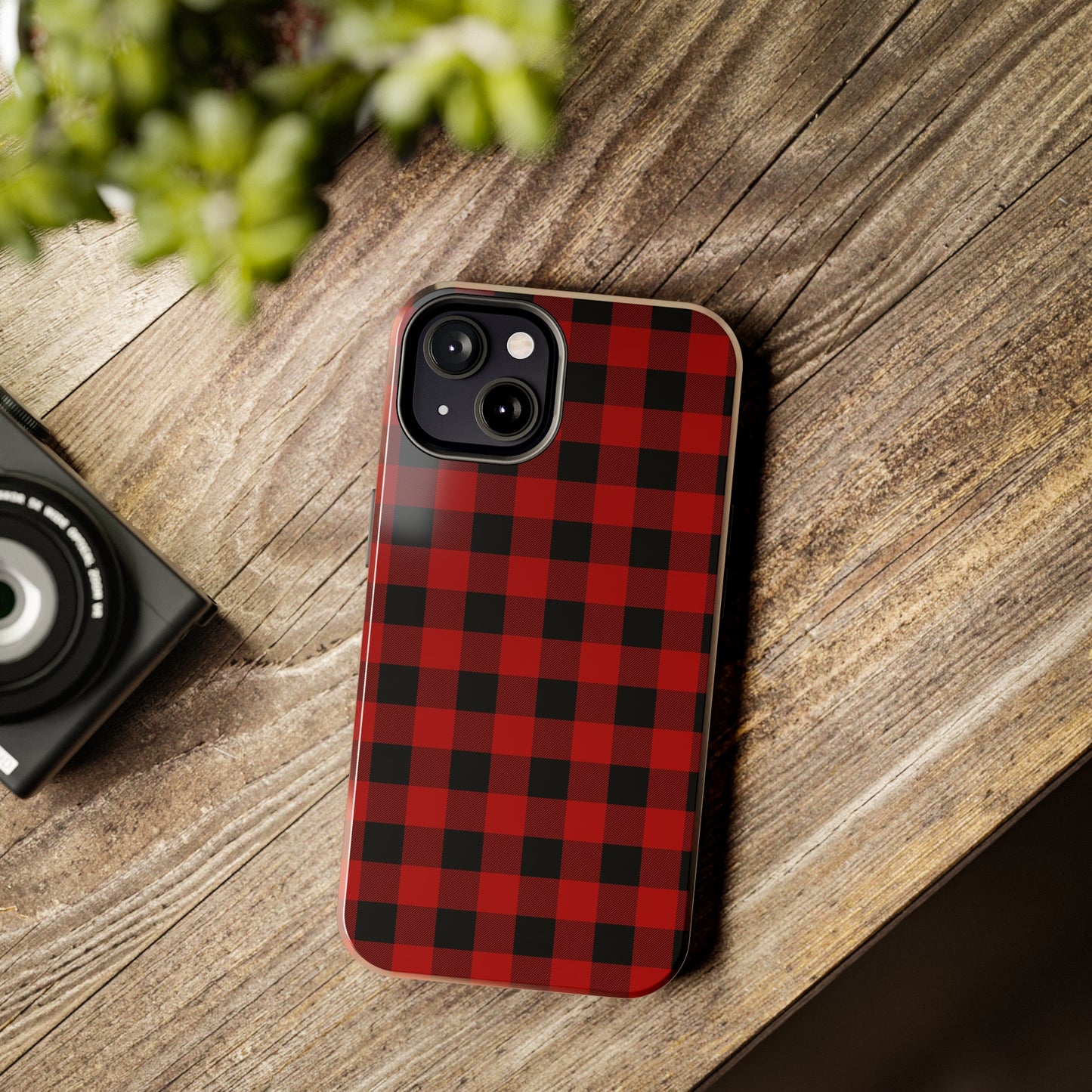 Red and Black Plaid Tough Phone Cases