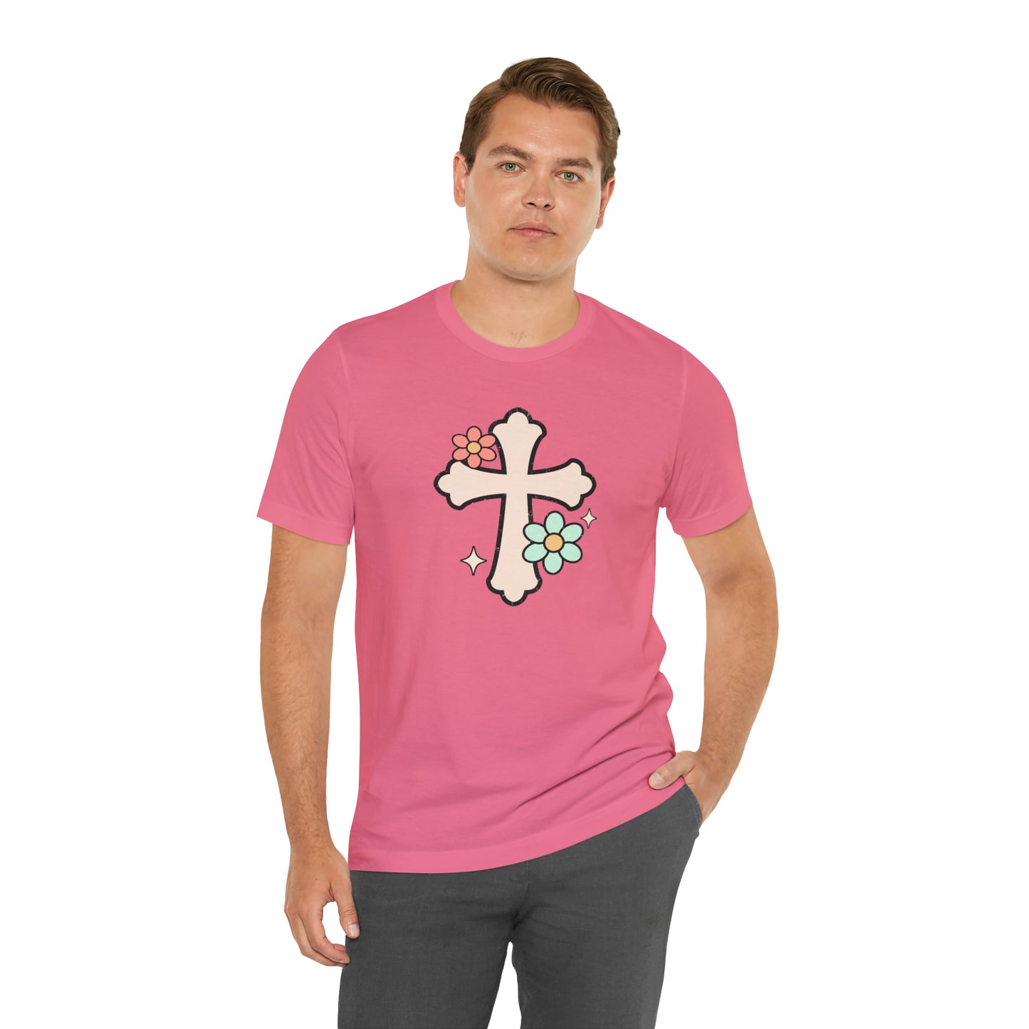 Vintage Floral Boho Cross T-Shirt