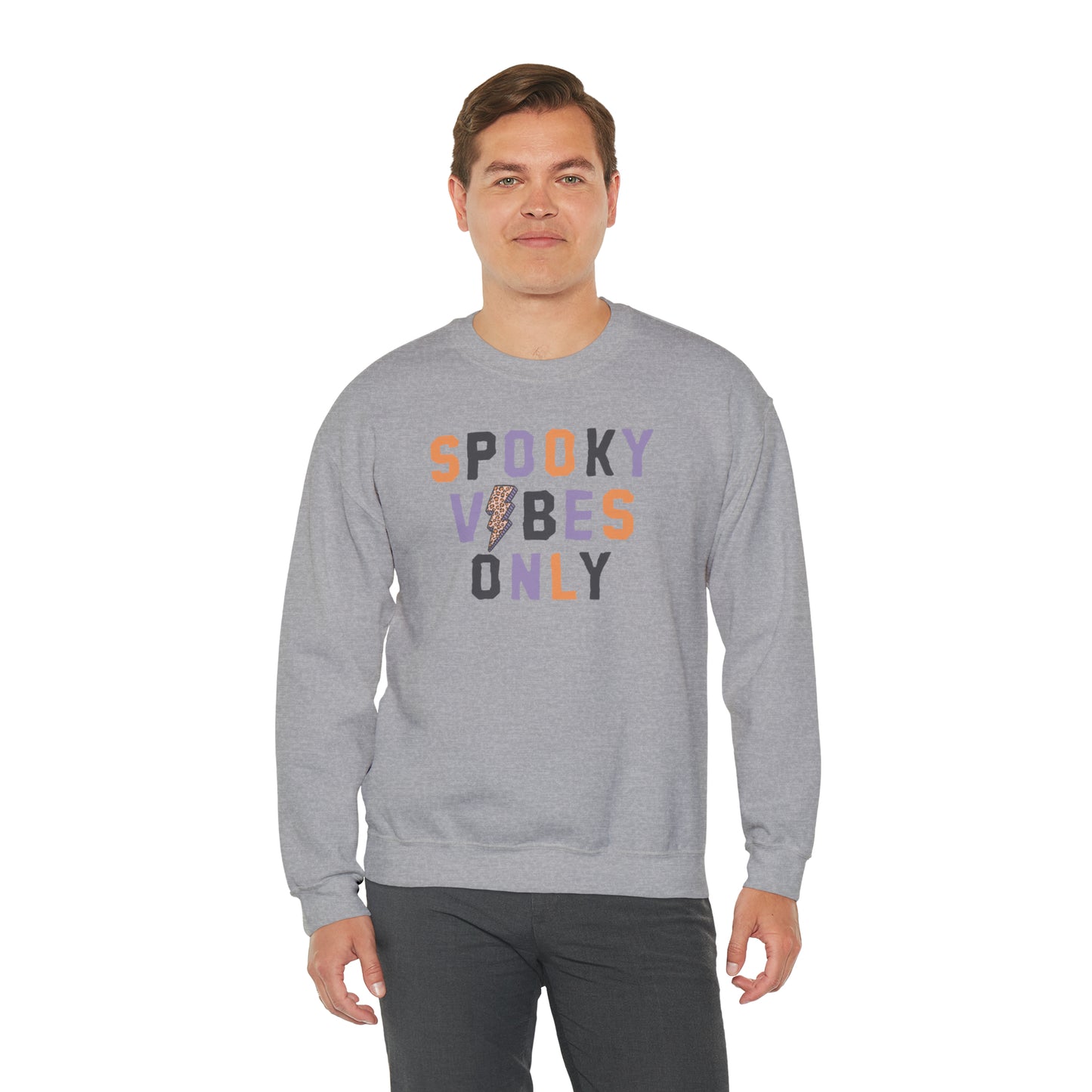 Spooky Vibes Fall Halloween Retro Warm Colored  Unisex Heavy Blend™ Crewneck Sweatshirt