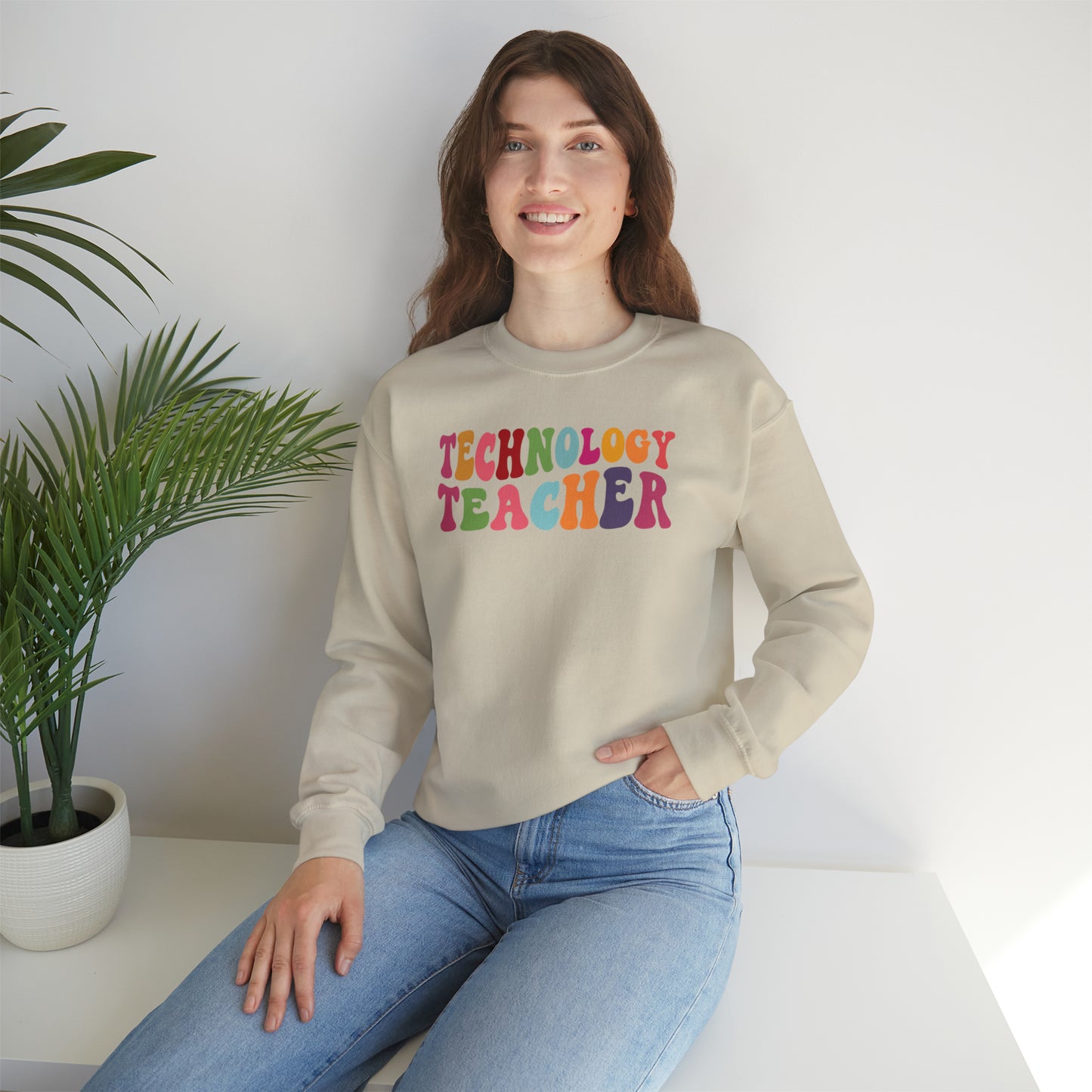 Multi-Colored Technology Teacher Lined Heavyweight Crewneck Sweatshirt