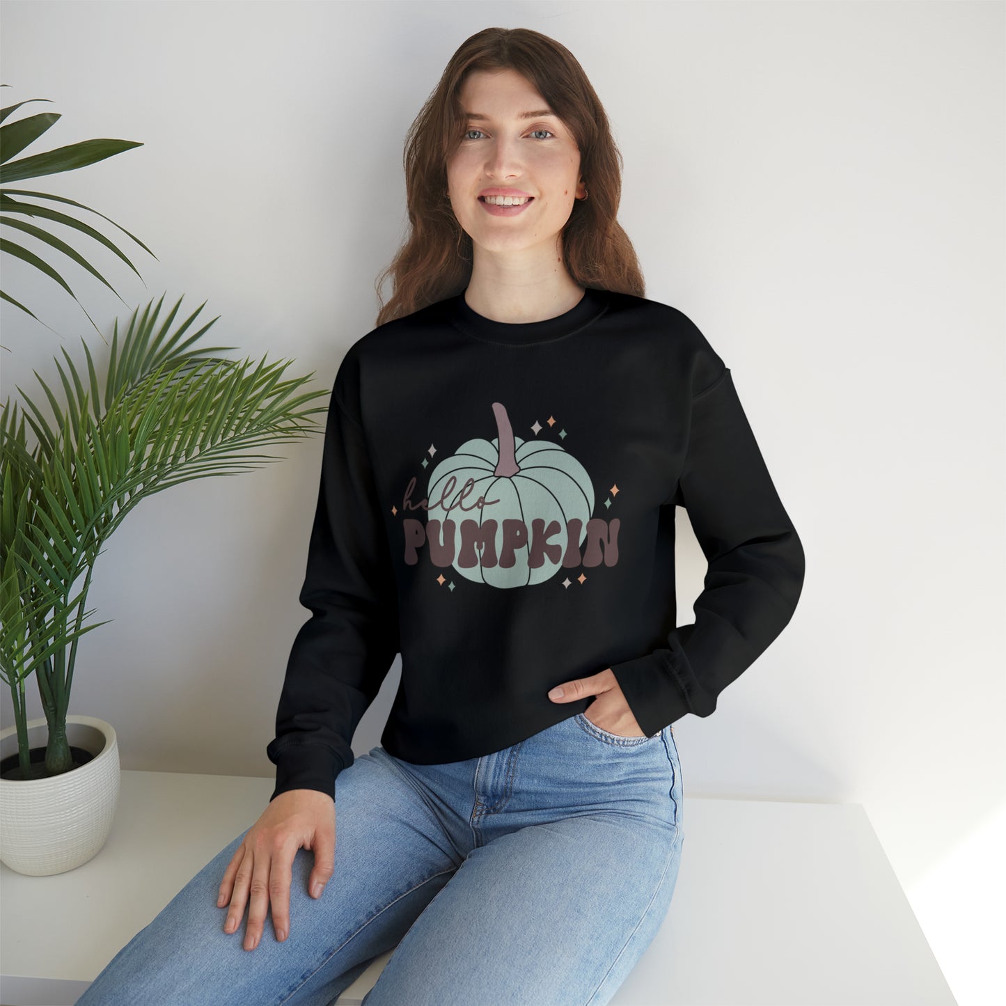 Hello Pumpkin Fall Halloween Unisex Heavy Blend™ Crewneck Sweatshirt