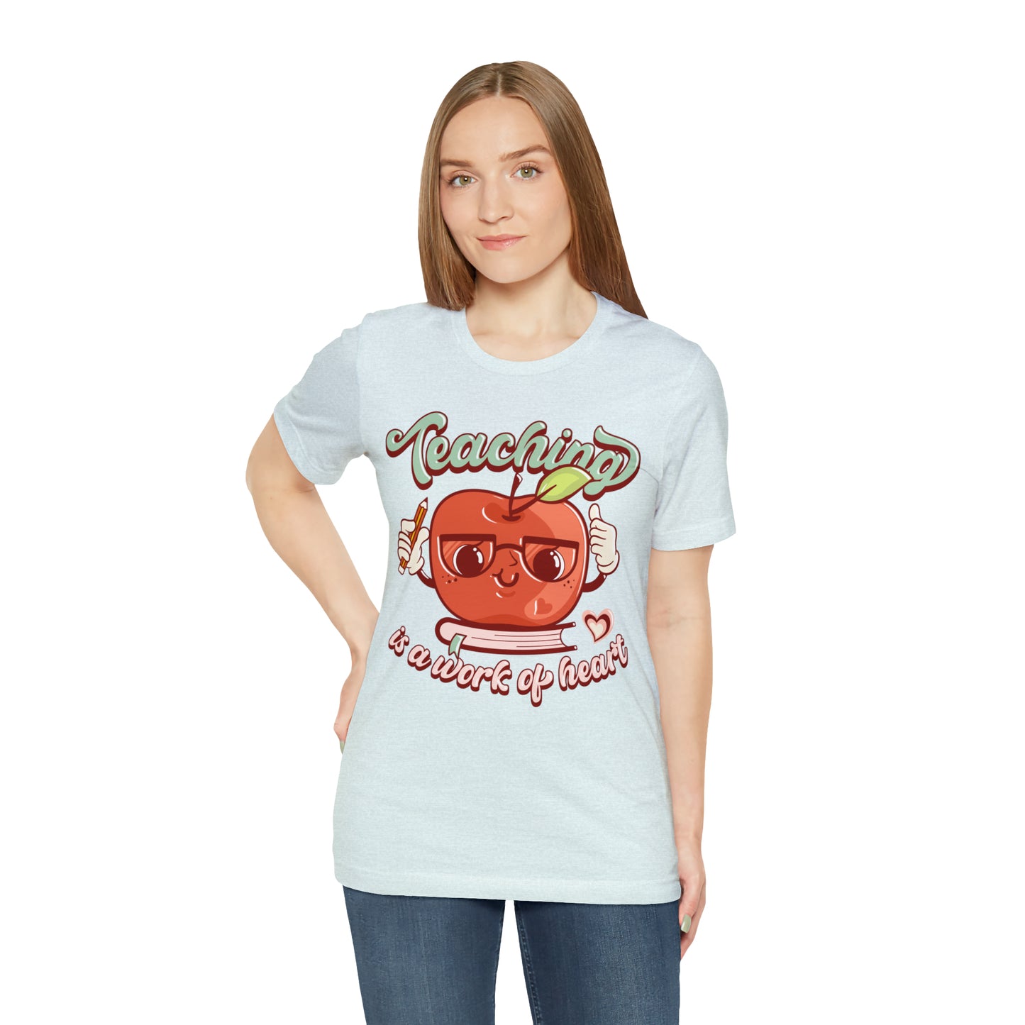 Vintage Teaching is a Work of Heart Unisex Jersey Short Sleeve Tee