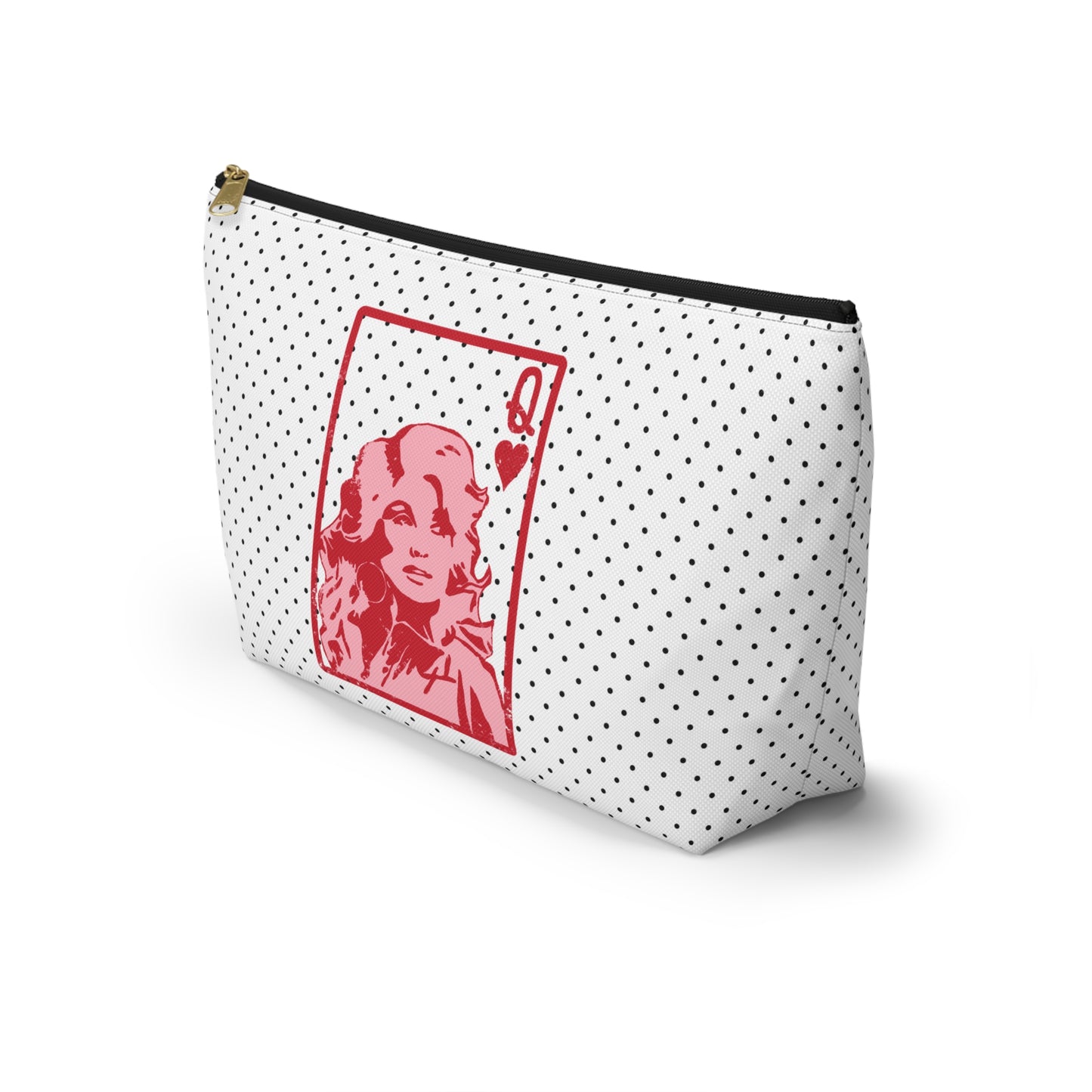 Dolly Queen of Hearts Polka Dot Design Valentine Accessory Pouch w T-bottom