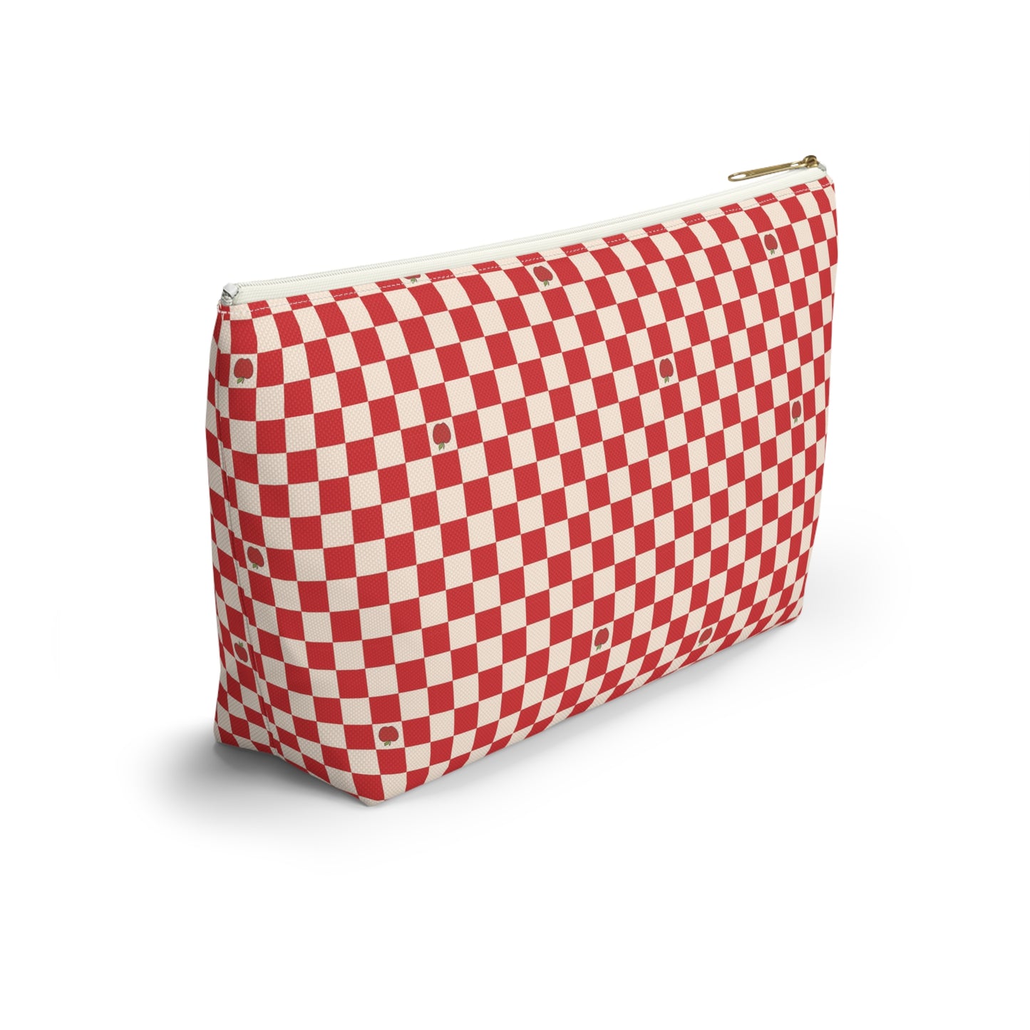 Rustic Apple Red Checkered Print Design Accessory Pouch w T-bottom