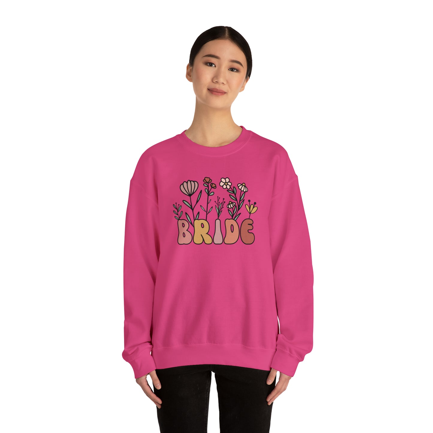 Boho Floral Bride Unisex Heavy Blend™ Crewneck Sweatshirt