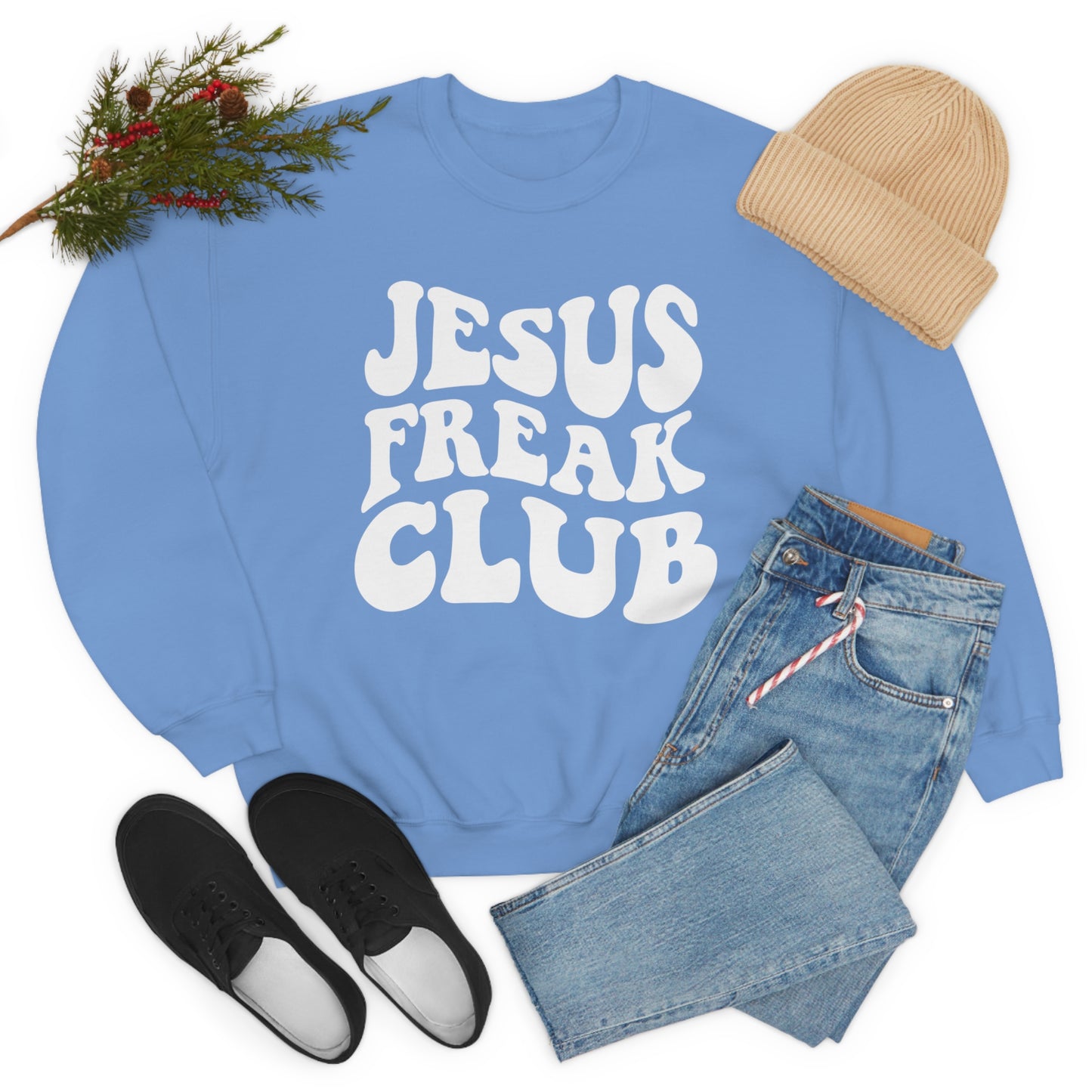 Vintage Jesus Freak Club White Logo Unisex Heavy Blend™ Crewneck Sweatshirt