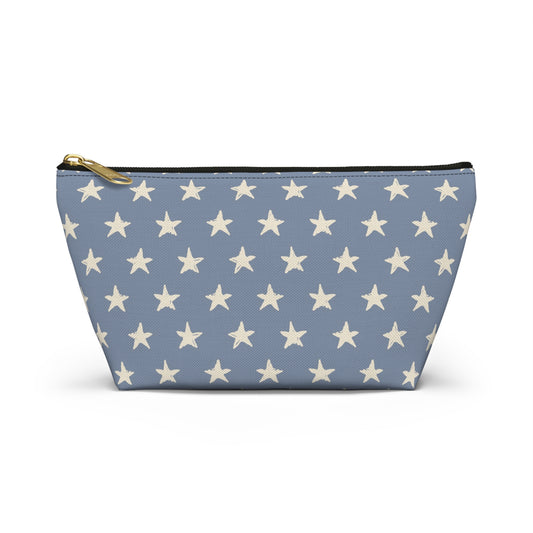 USA America 4th of July Distressed Stars Design Accessory Pouch w T-bottom