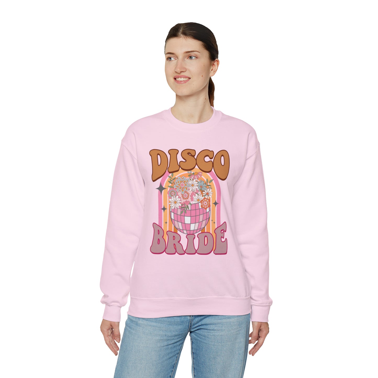 Retro Disco Bride Mirror Ball Bride Unisex Heavy Blend™ Crewneck Sweatshirt