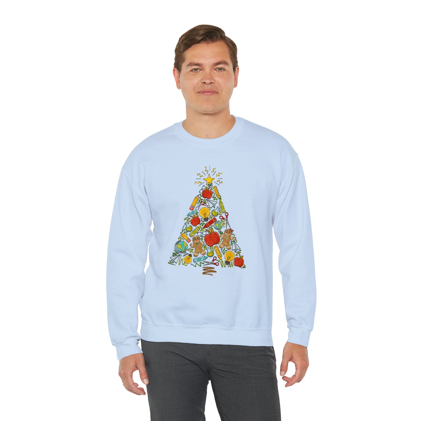 Teacher Supplies Christmas Tree Heavyweight Crewneck Sweatshirt