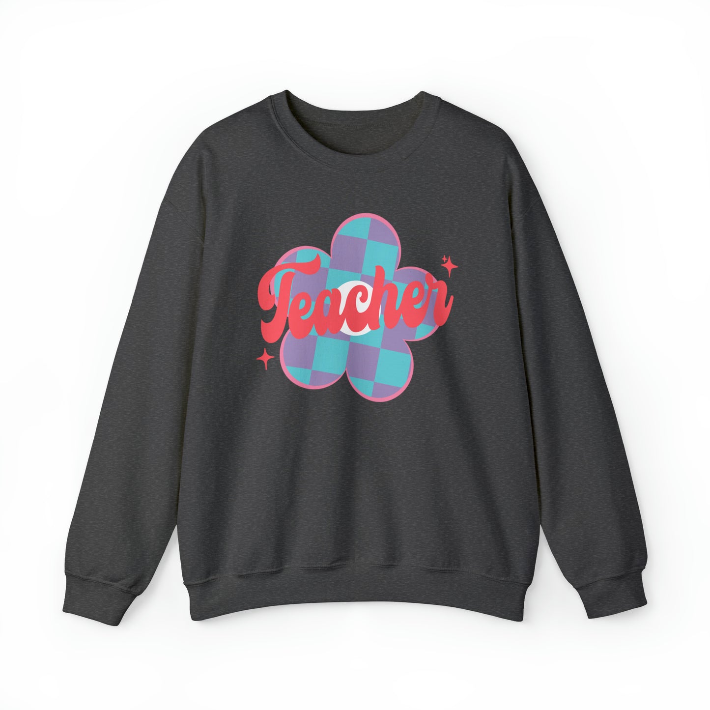 Plaid Daisy Teacher Heavy Blend™ Crewneck Sweatshirt