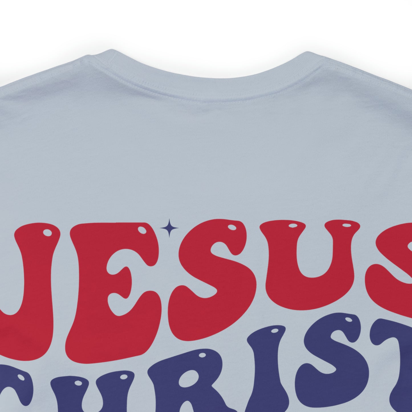 "Jesus Christ Stars and Stripes" (Front and Back Design) Unisex Jersey Short Sleeve Tee