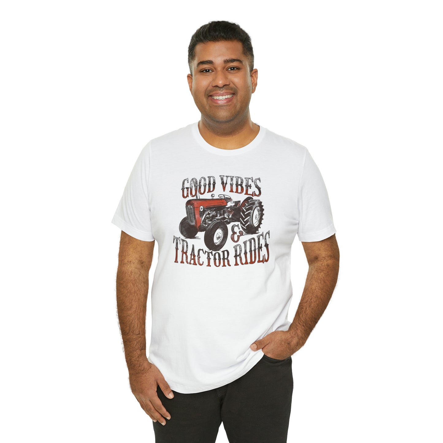 Vintage Good Vibes and Tractors Unisex Jersey Short Sleeve Tee