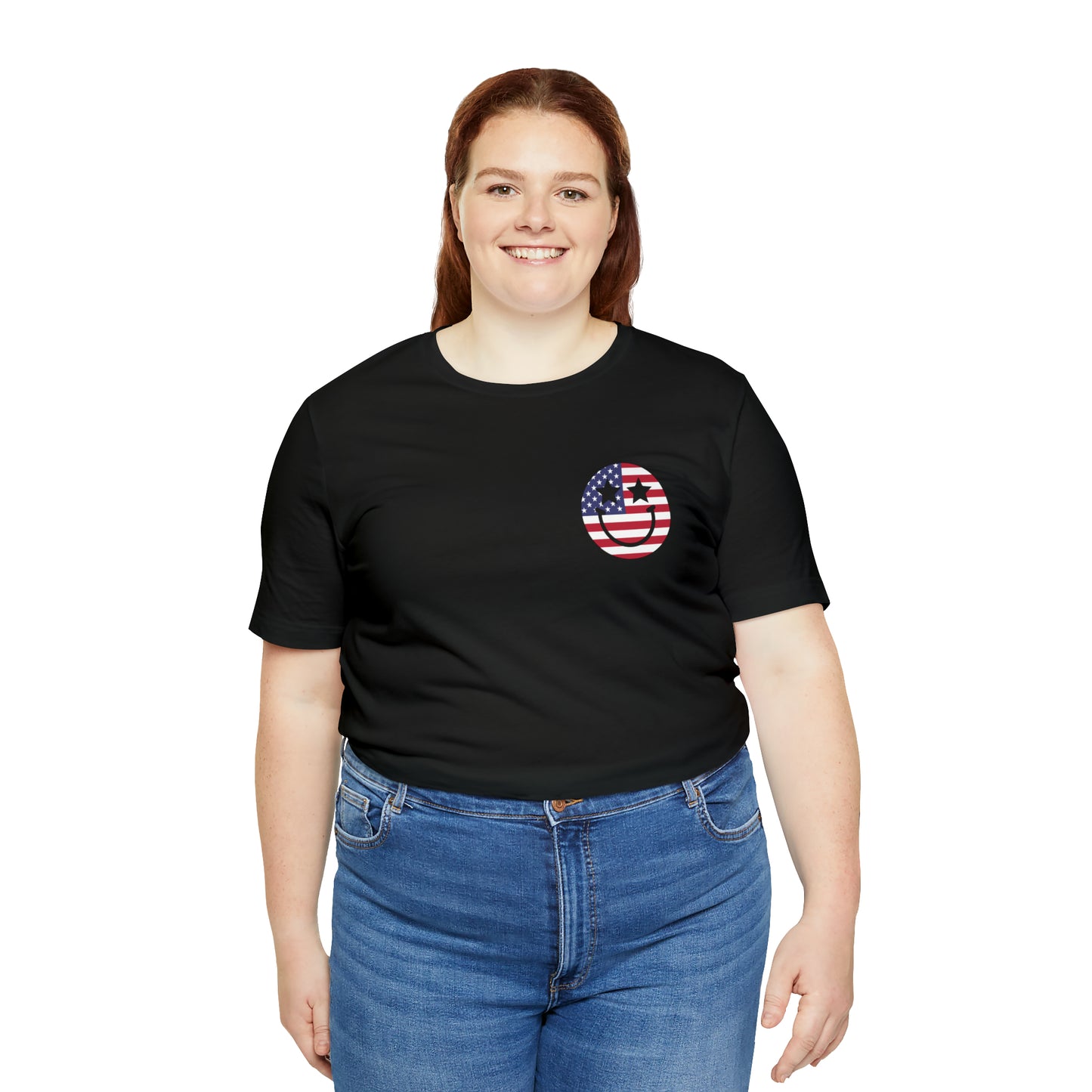 "Jesus Christ Stars and Stripes" (Front and Back Design) Unisex Jersey Short Sleeve Tee