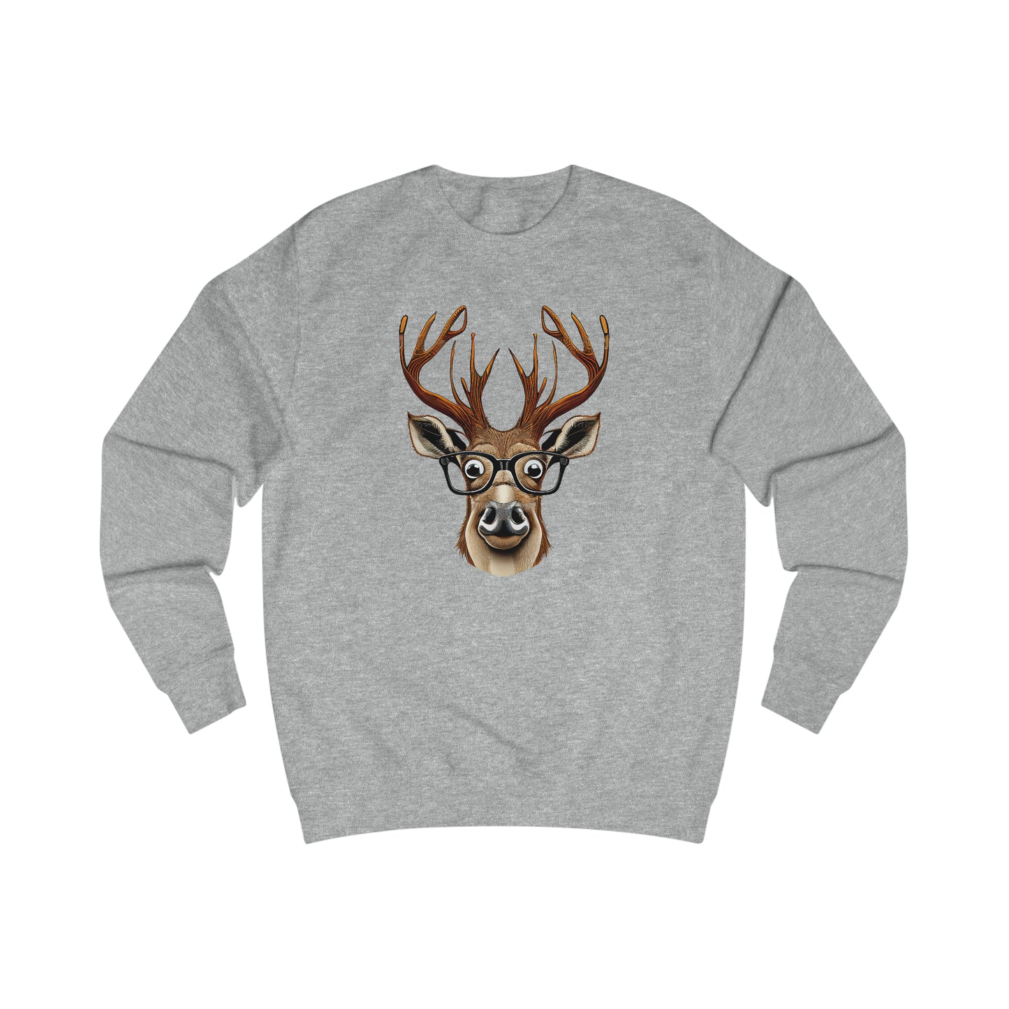 Deer / Reindeer Head with Glasses Christmas/ Hunting Season Unisex Heavy Blend™ Crewneck Sweatshirt - Red Print