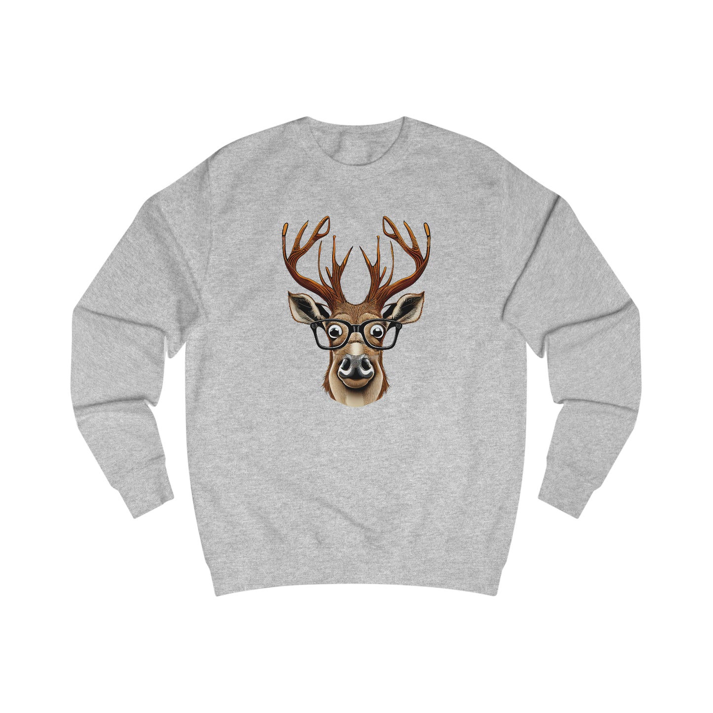 Deer / Reindeer Head with Glasses Christmas/ Hunting Season Unisex Heavy Blend™ Crewneck Sweatshirt - Red Print