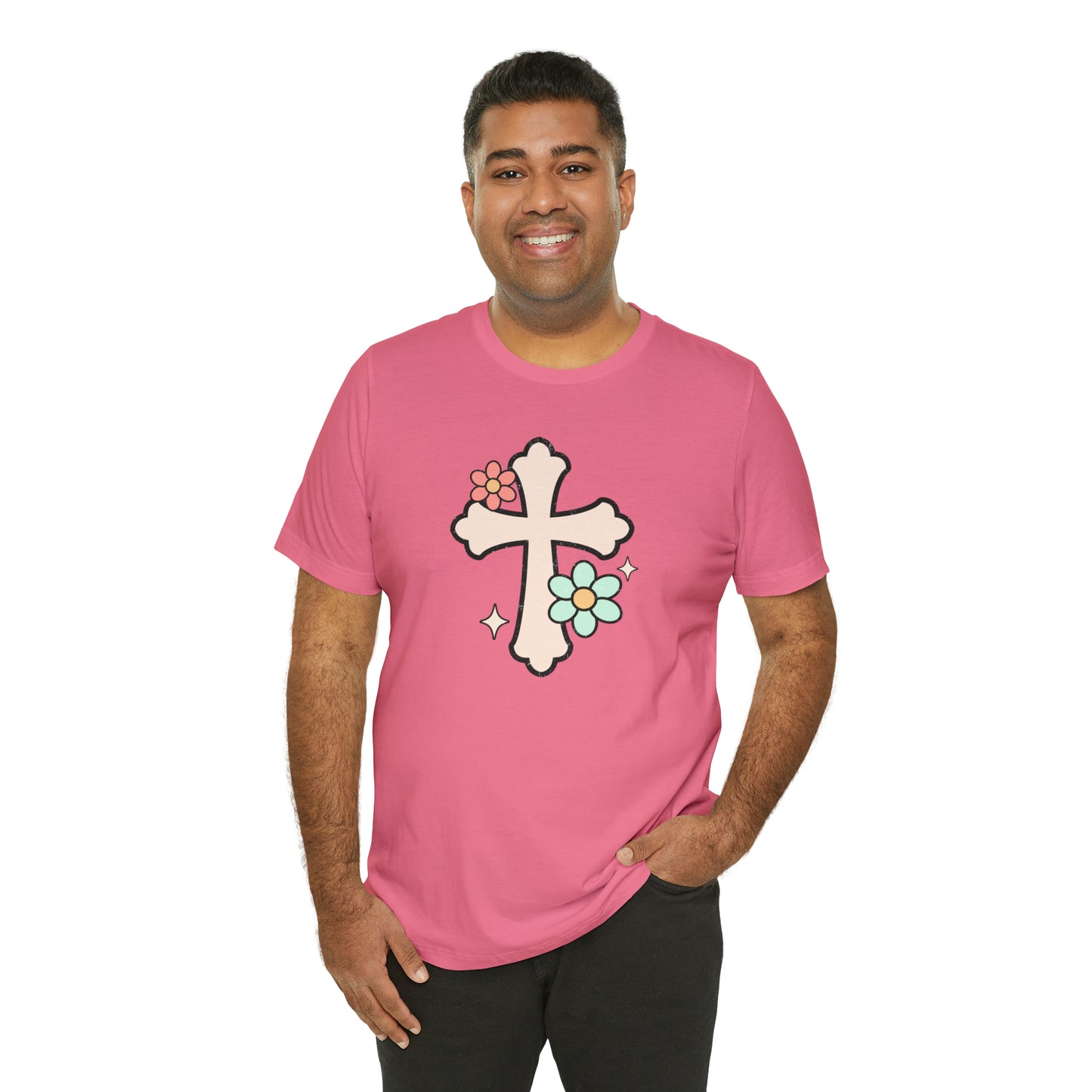 Vintage Floral Boho Cross T-Shirt