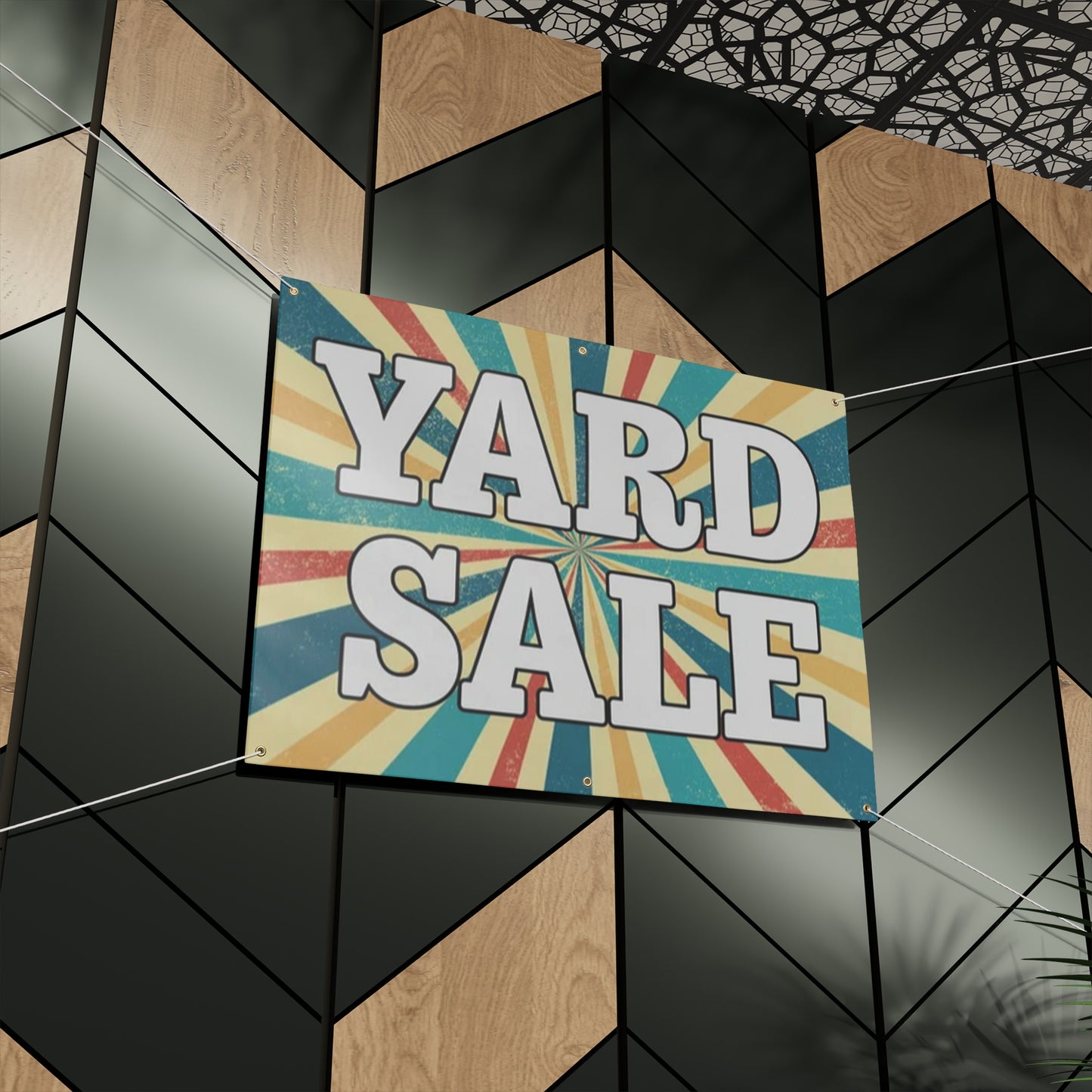 Retro Golden Checkerboard Yard Sale Sign/ Matte Banner