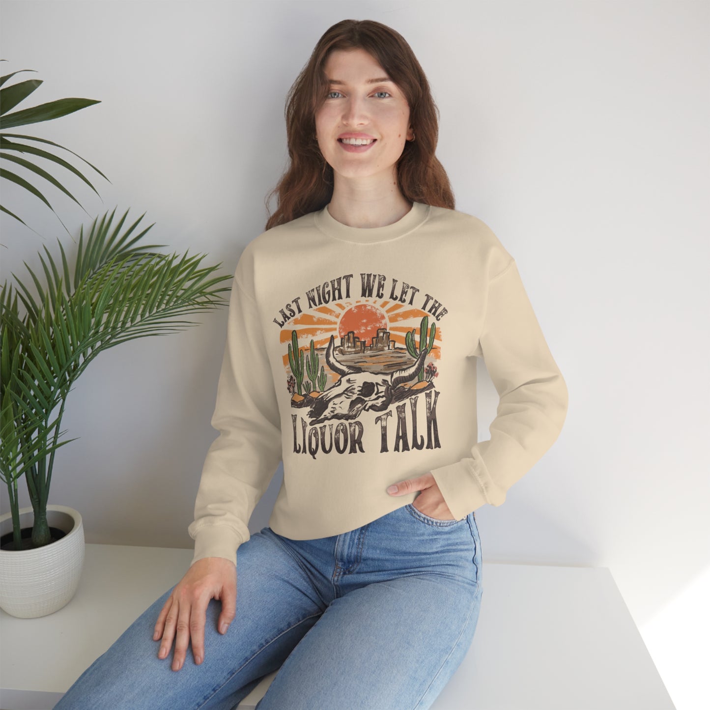 Vintage "Last Night We Let the Liquor Talk"  Unisex Heavy Blend™ Crewneck Sweatshirt