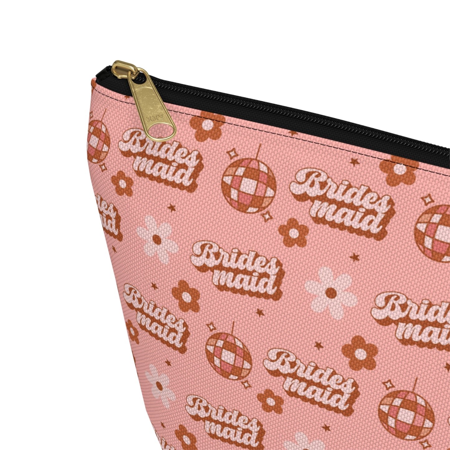 Retro Bridesmaid Pink Disco Ball Print Design  Accessory Pouch w T-bottom