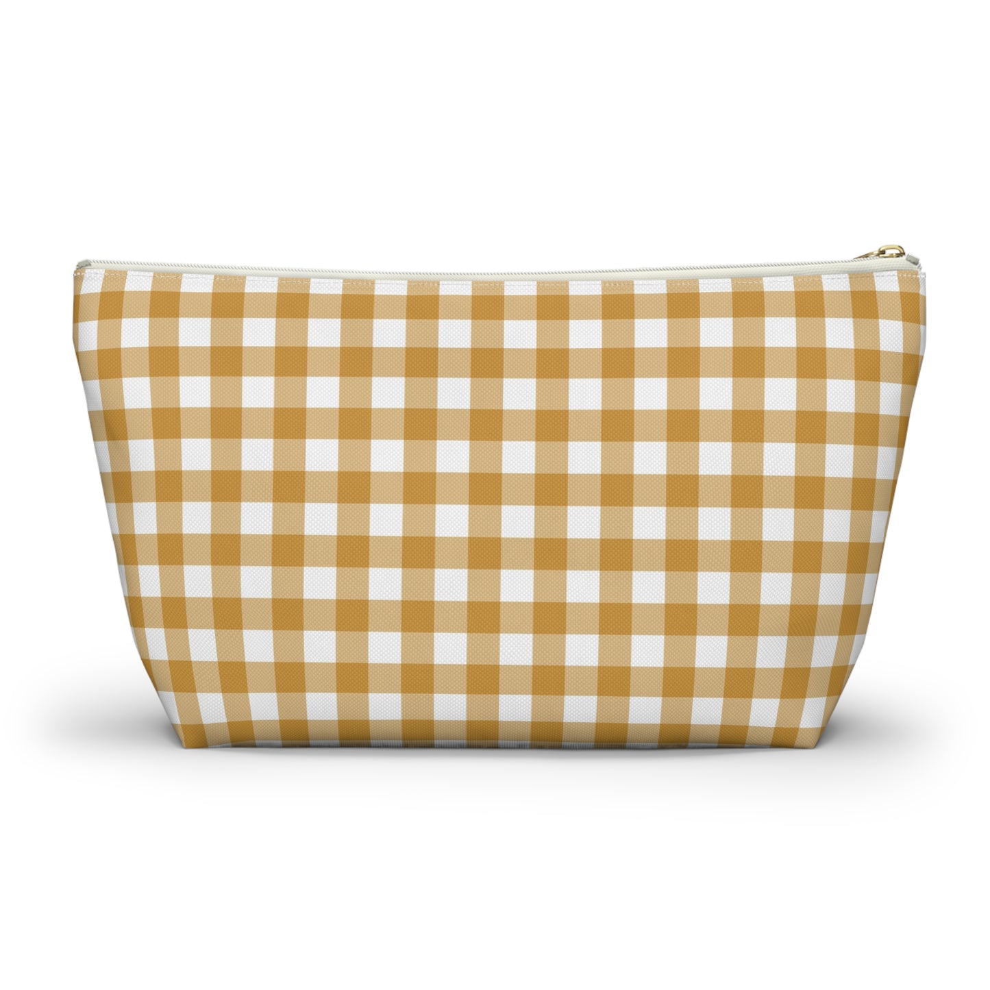 Mustard Gingham Print Design  Accessory Pouch w T-bottom