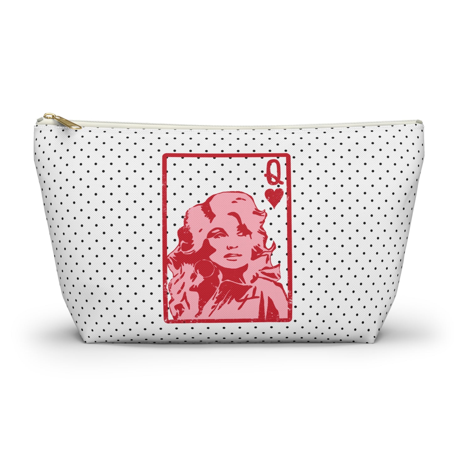 Dolly Queen of Hearts Polka Dot Design Valentine Accessory Pouch w T-bottom