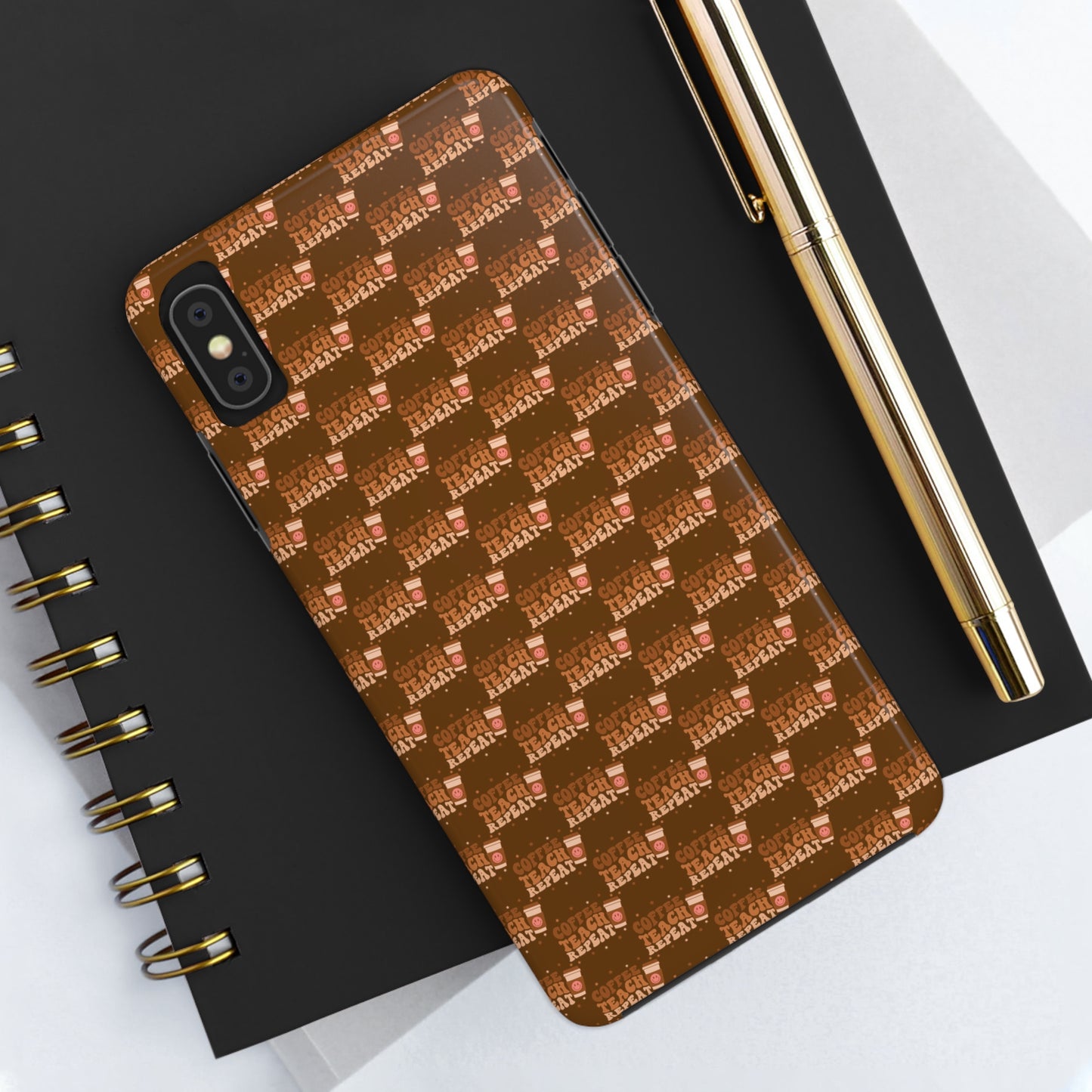 Coffee Teach Repeat Patterned Tough Phone Cases