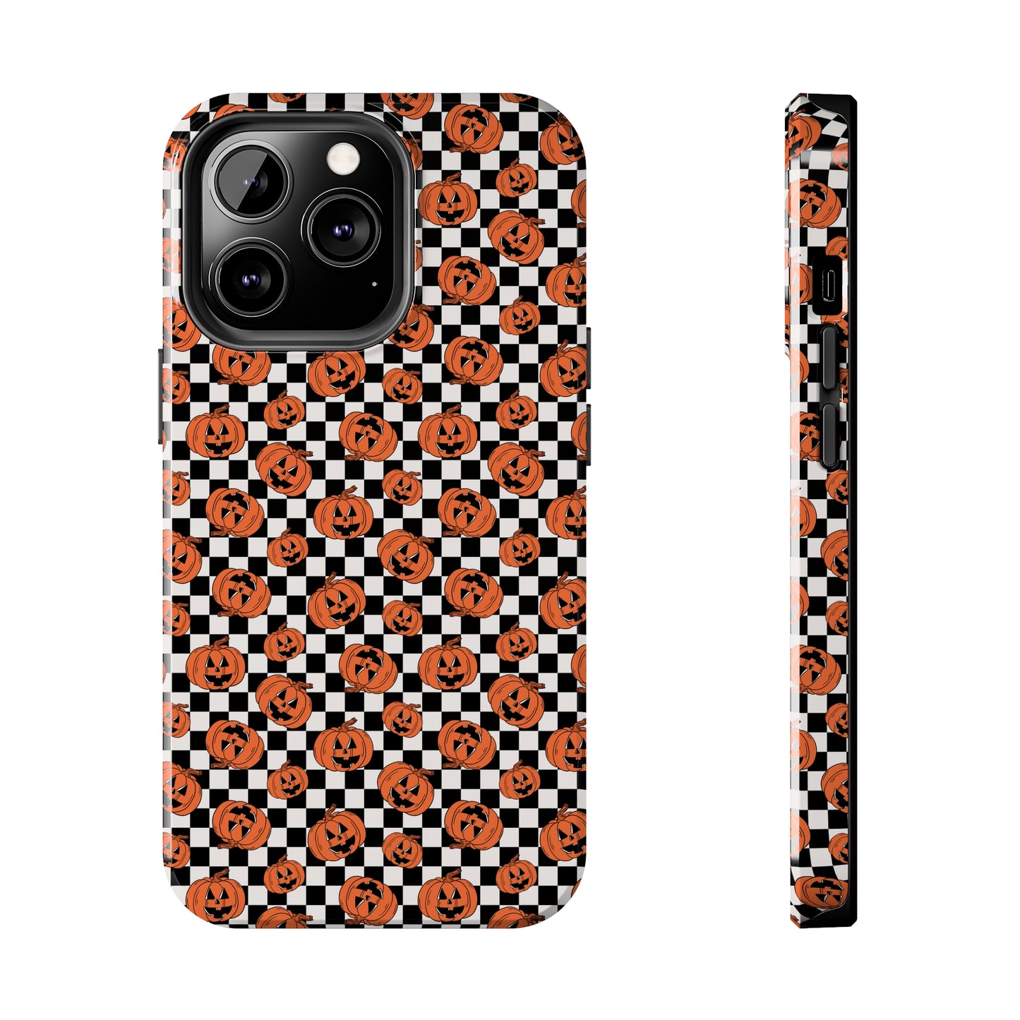 Pumpkin / Jack-O-Lantern Checkerboard Halloween/ Fall  Patterned Tough Phone Cases