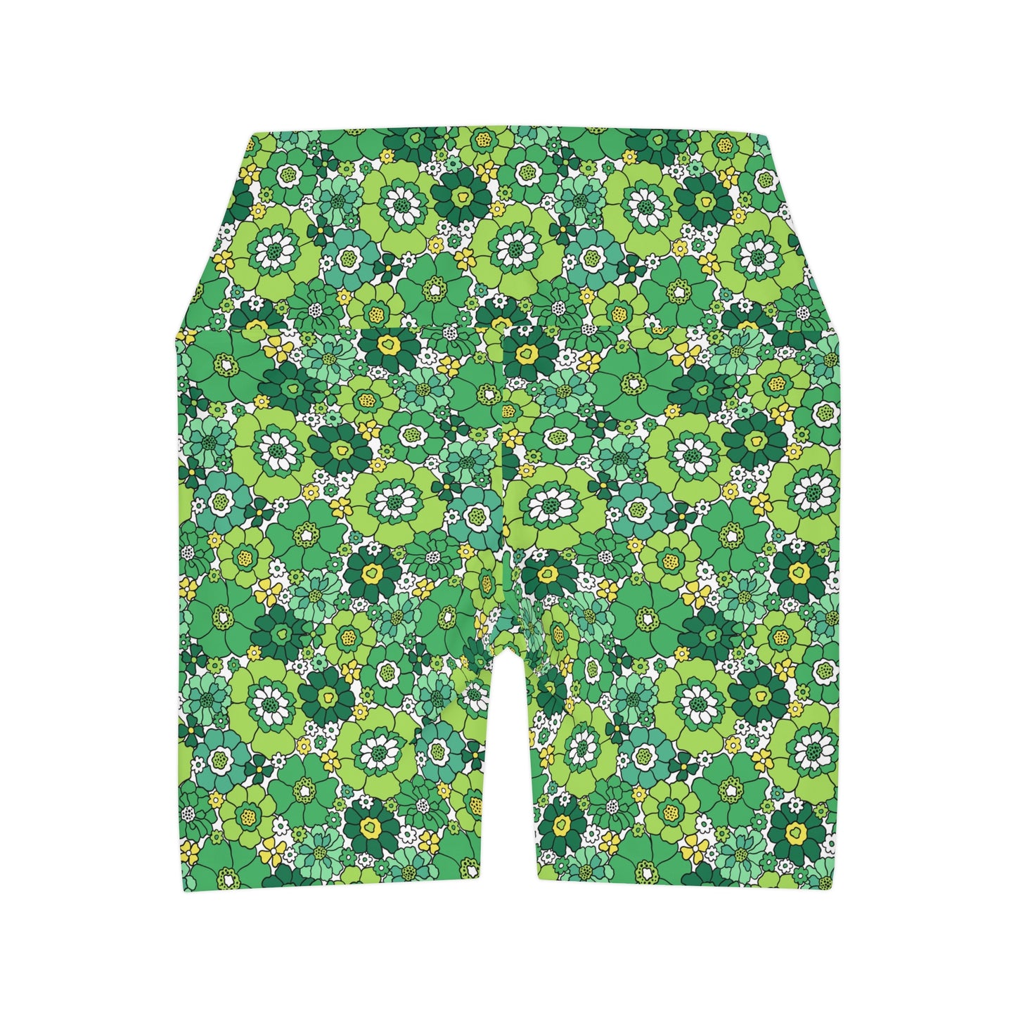 Retro Green Floral St. Patrick's Yoga Shorts