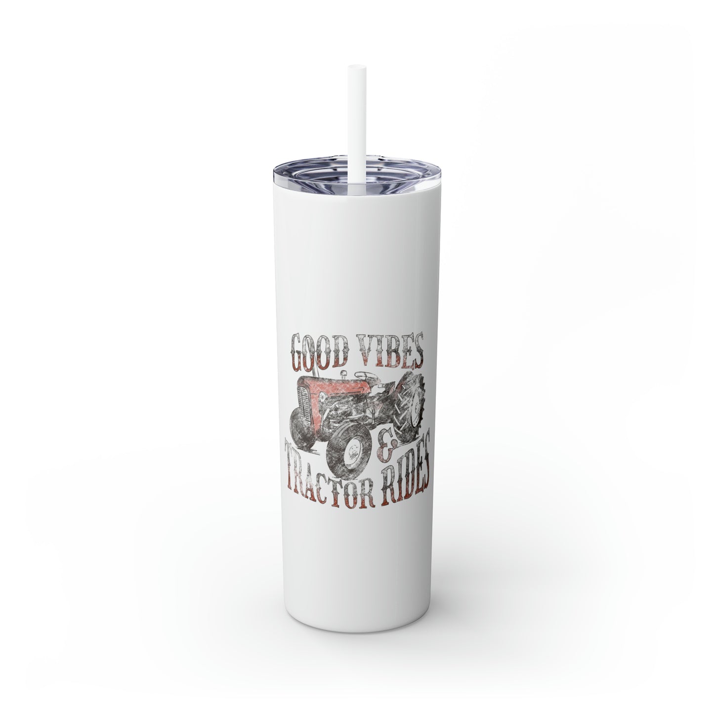 Country Cow Print  Skinny Tumbler with Straw, 20oz