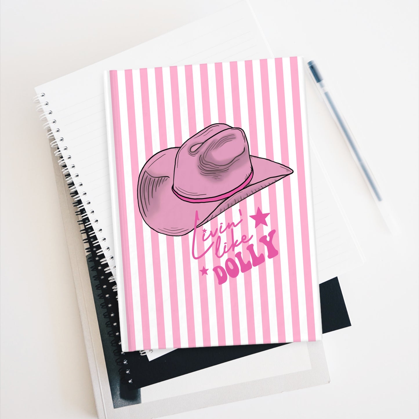 Living Like Dolly Pink Striped Journal - Blank