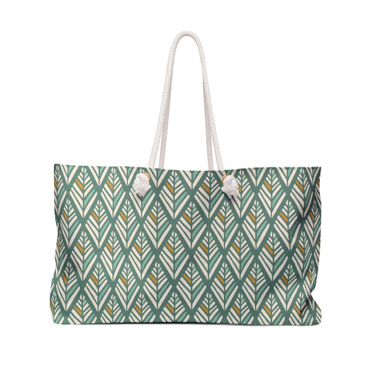 Green Diamond Design Floral Weekender Bag