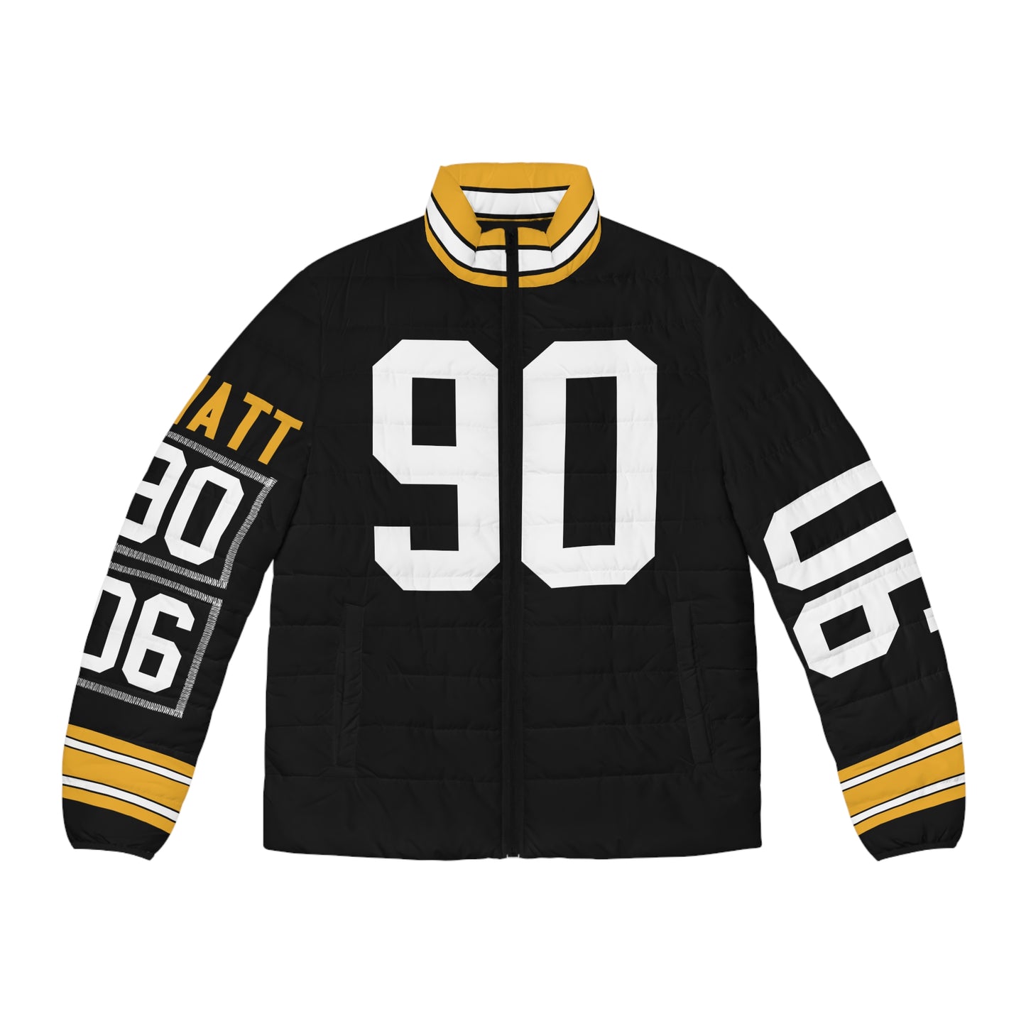 Watt 90 Custom Pittsburgh Any Name & Number Game Day Men's Puffer Coat/ Jacket