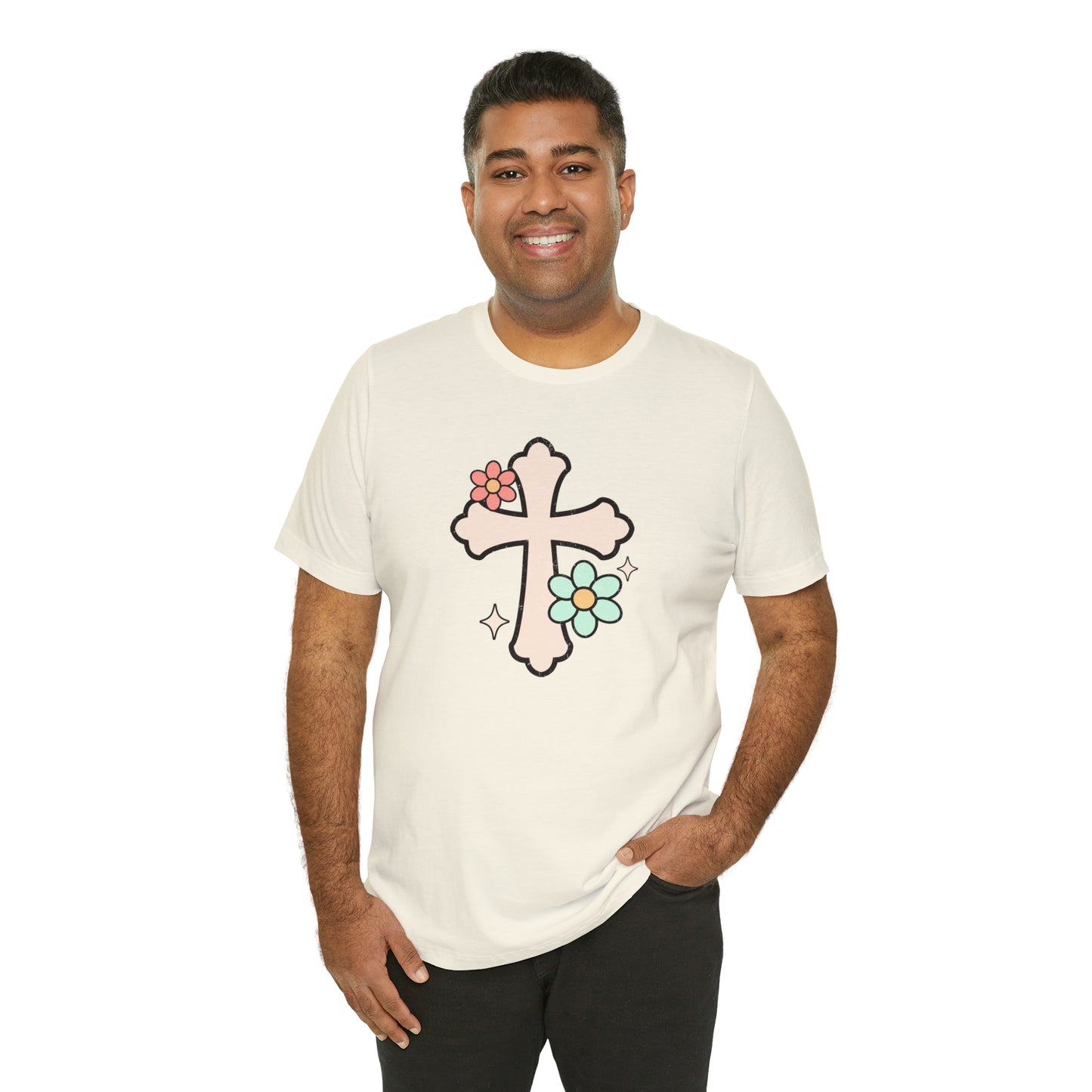 Vintage Floral Boho Cross T-Shirt