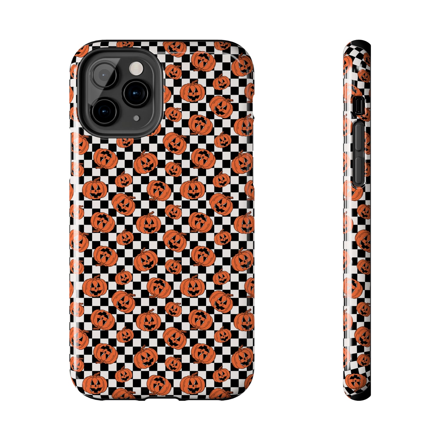 Pumpkin / Jack-O-Lantern Checkerboard Halloween/ Fall  Patterned Tough Phone Cases