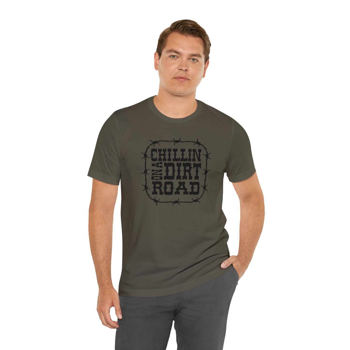 "Chillin' on a Dirt Road" Unisex Jersey Short Sleeve Tee