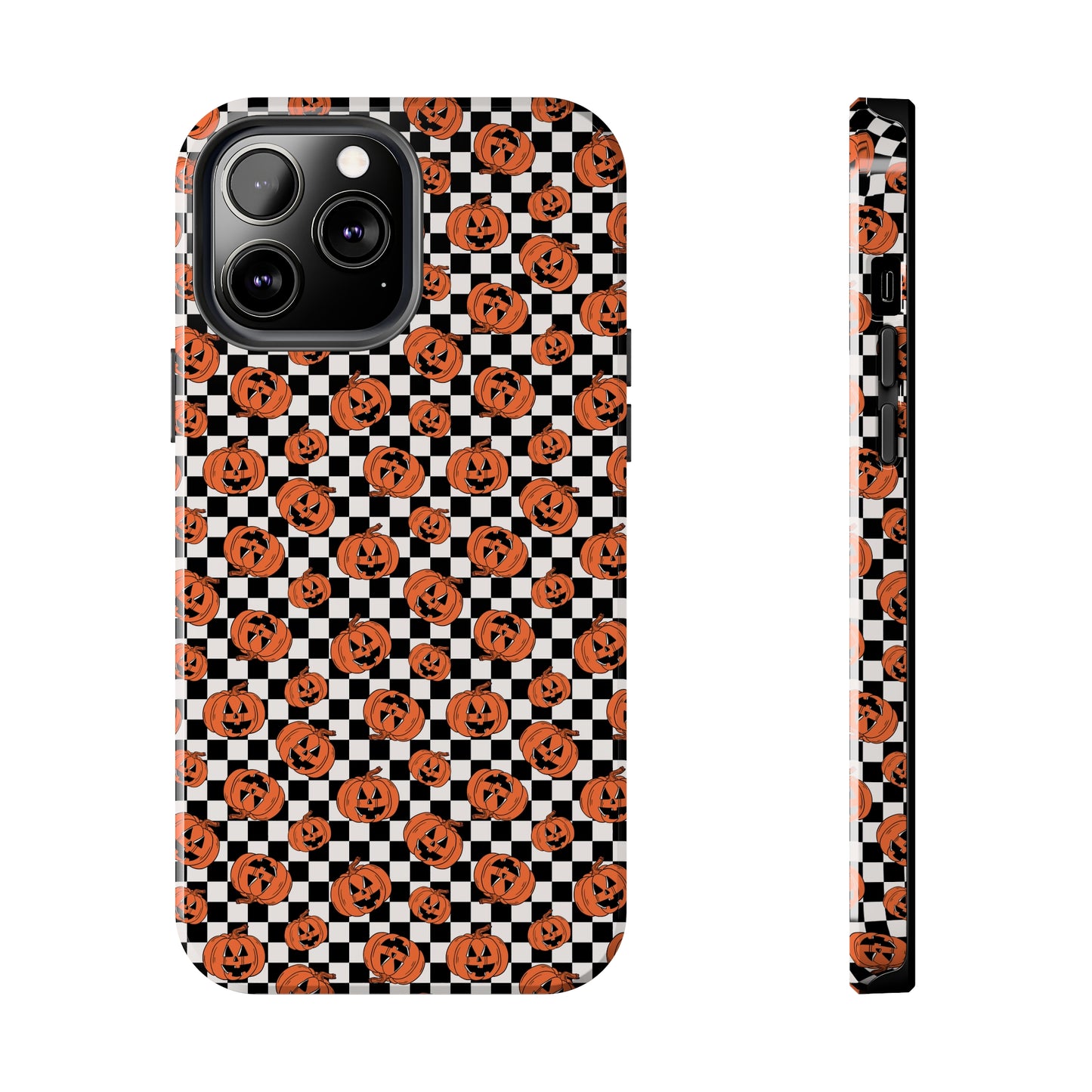 Pumpkin / Jack-O-Lantern Checkerboard Halloween/ Fall  Patterned Tough Phone Cases