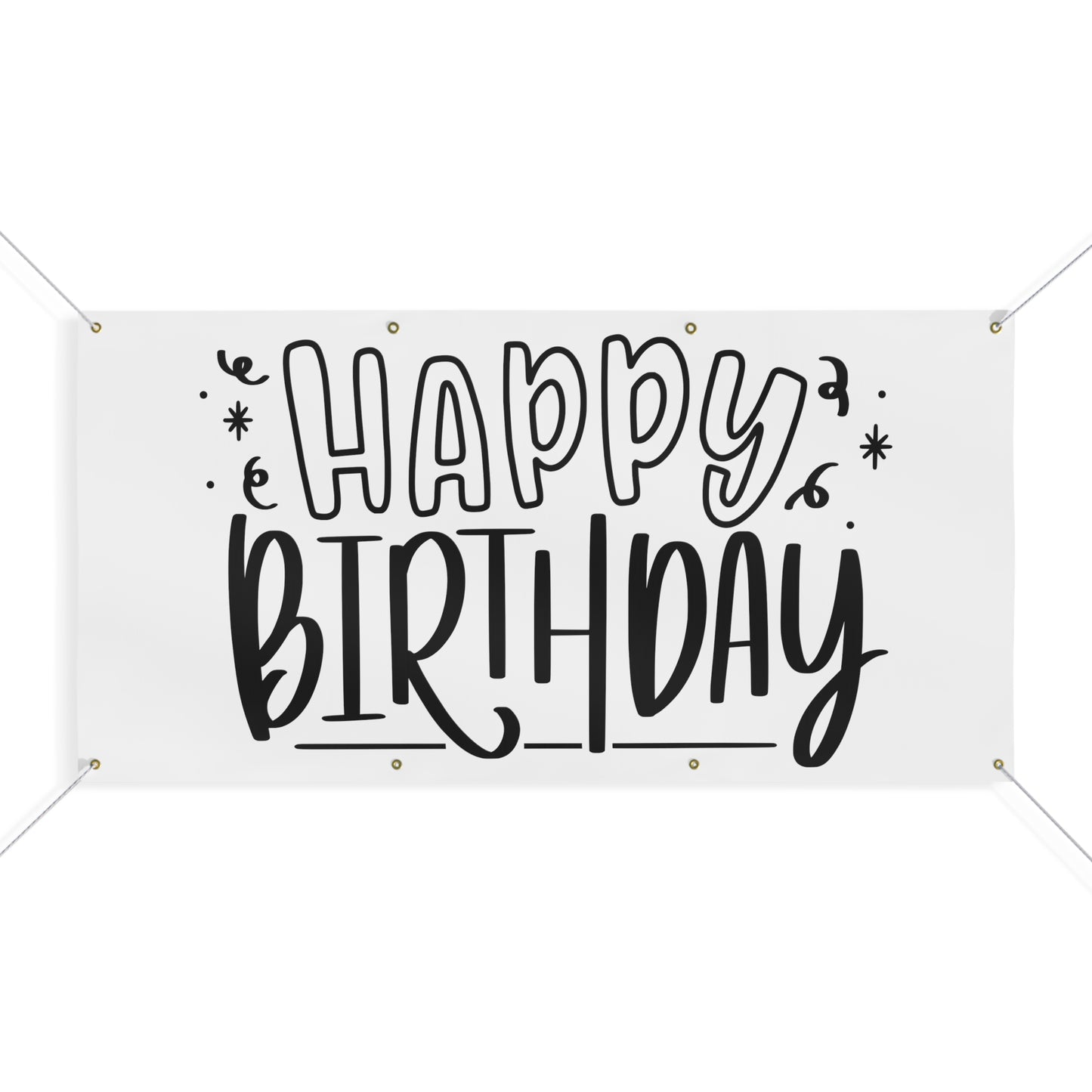 Happy Birthday Matte Banner - White