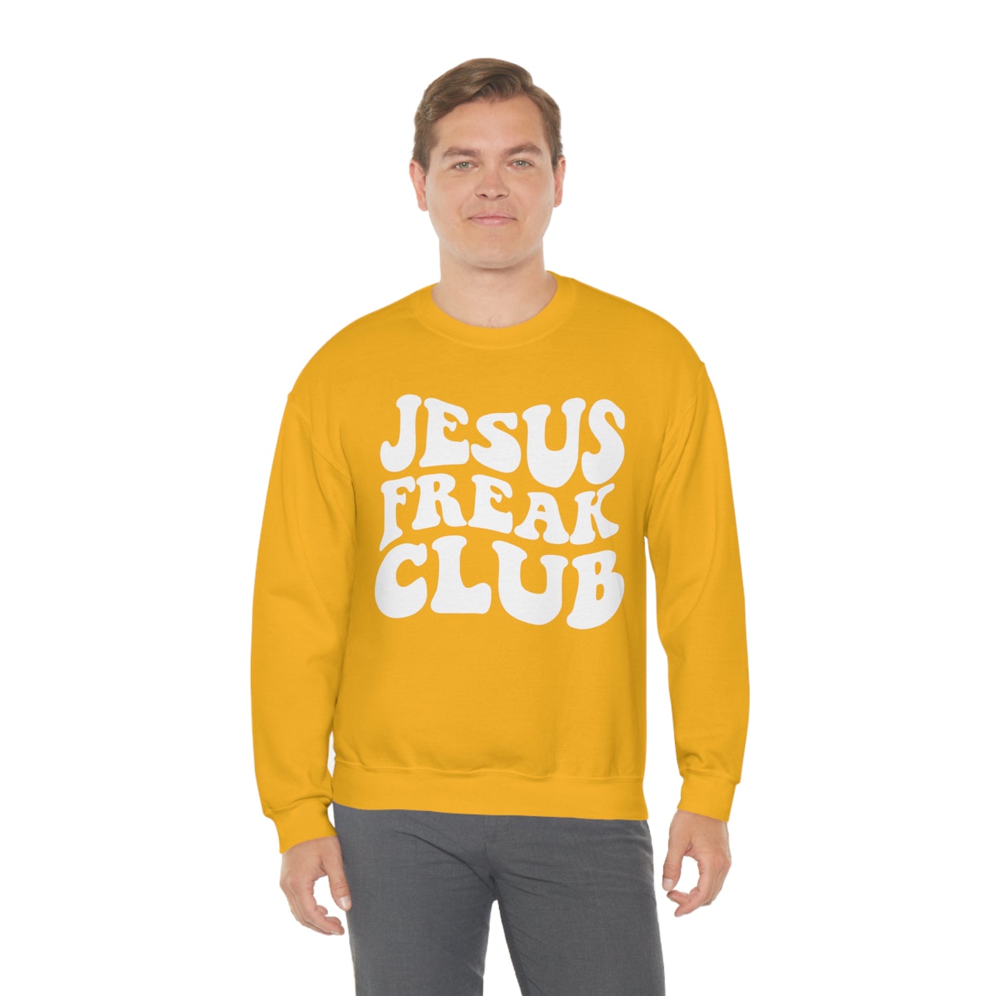 Vintage Jesus Freak Club White Logo Unisex Heavy Blend™ Crewneck Sweatshirt