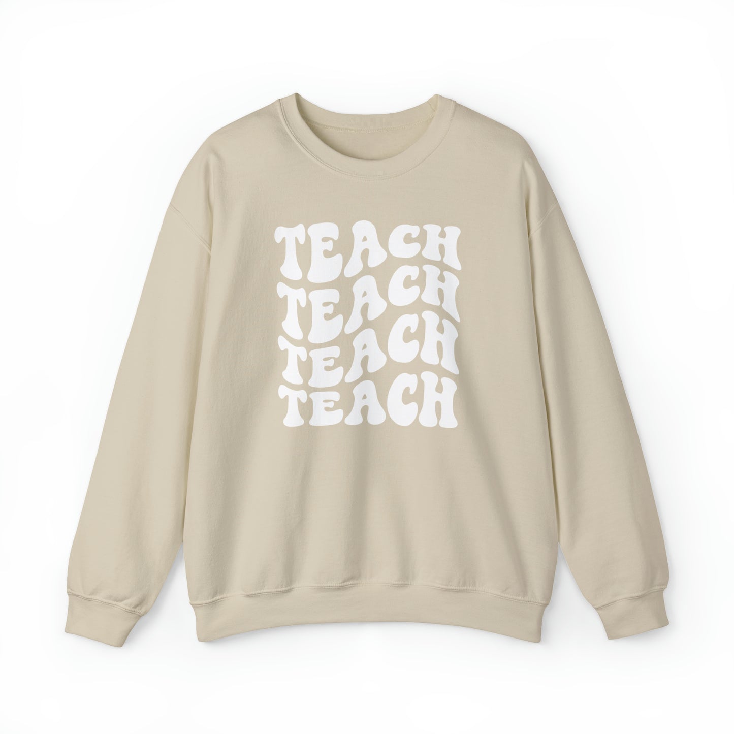 Teach Teach Teach Teach White Logo Unisex Heavy Blend™ Crewneck Sweatshirt