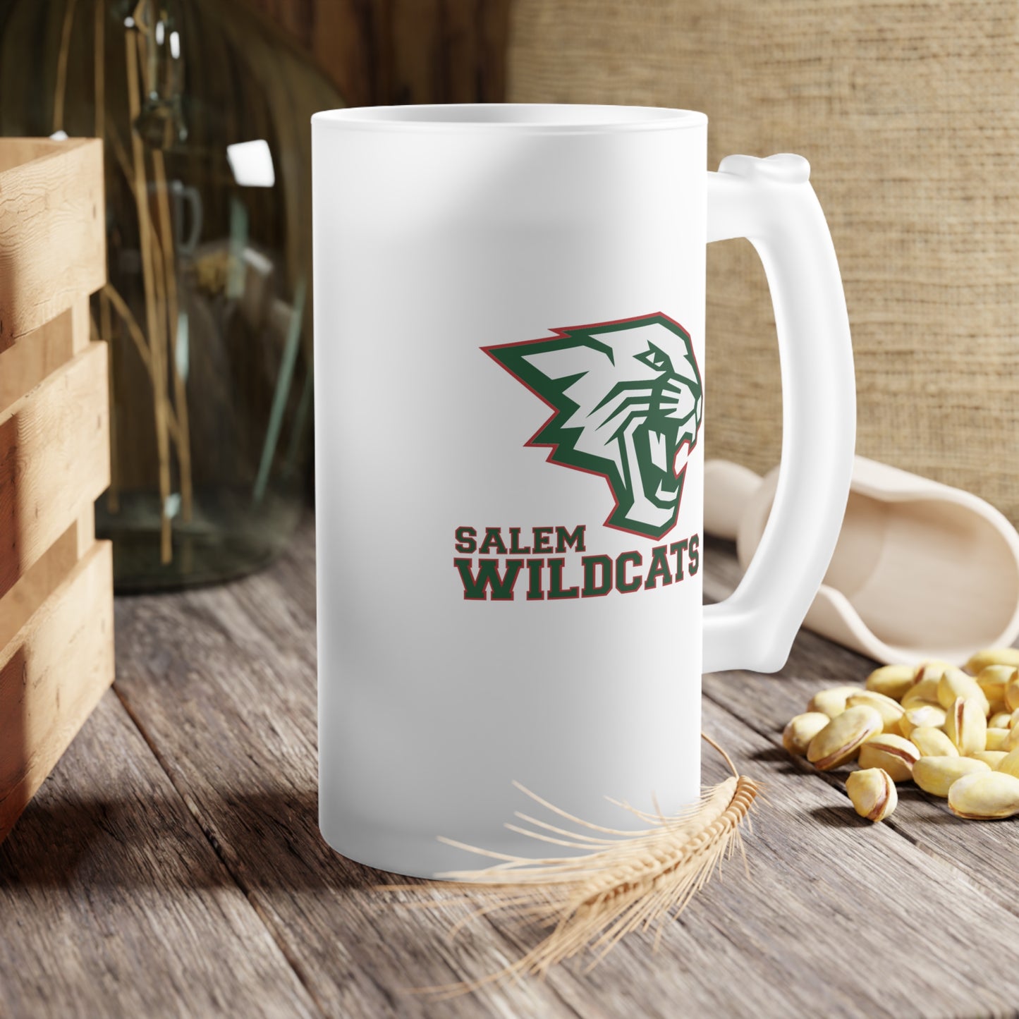 Salem Wildcats Modern Logo Frosted Glass Beer Mug