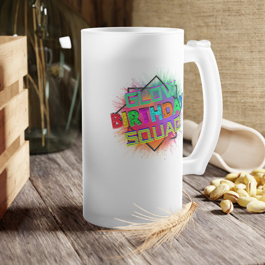 Glow Birthday Squad Frosted Glass Beer Mug