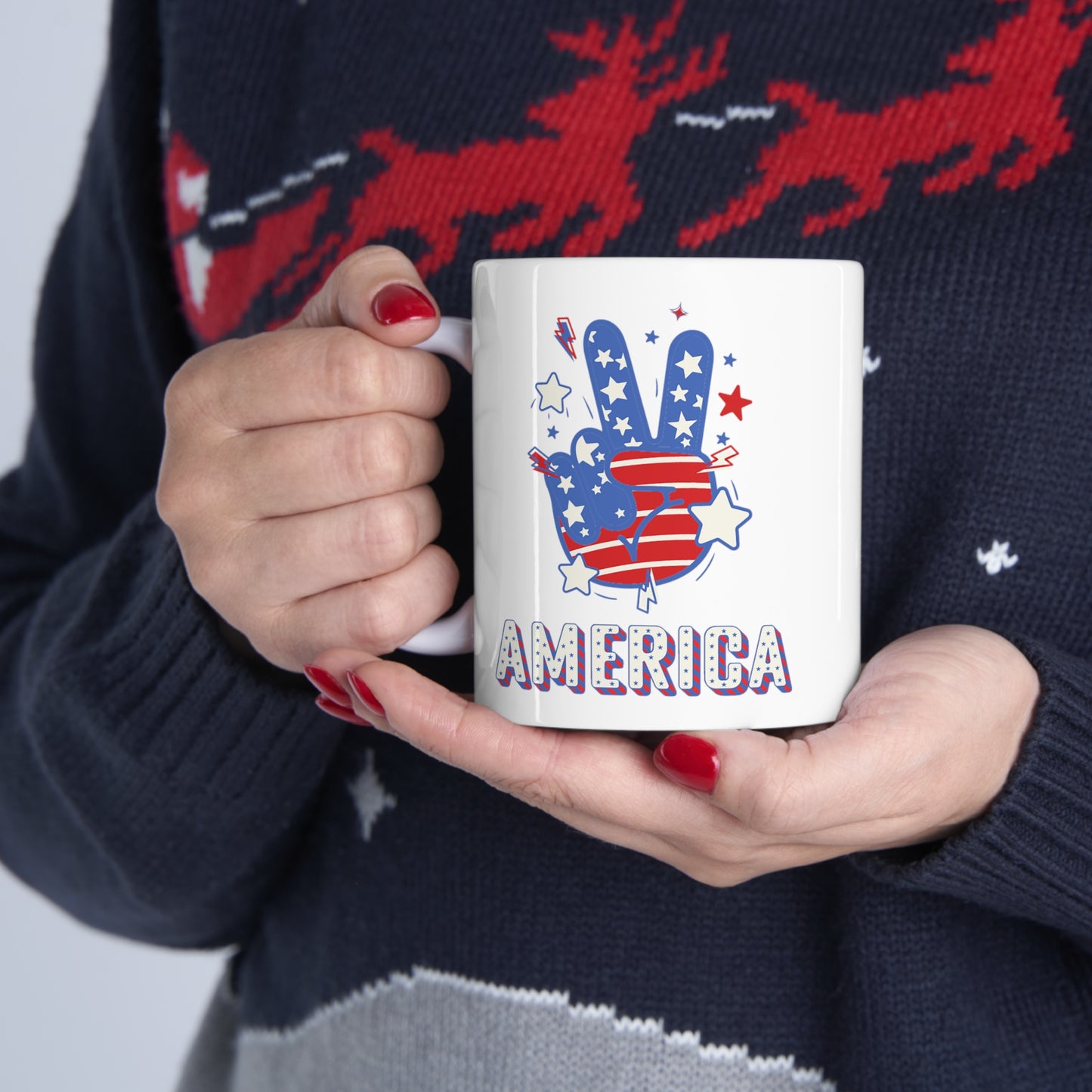 USA/ United States Peace Sign America Ceramic Mug 11oz